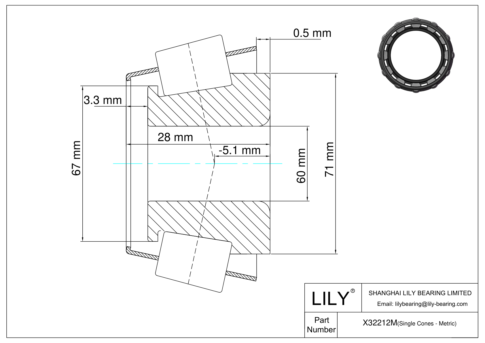 X32212M 单锥（公制） cad drawing