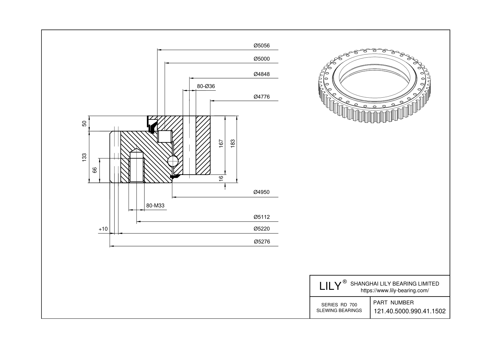 121.40.5000.990.41.1502 Combination Slewing Rings cad drawing