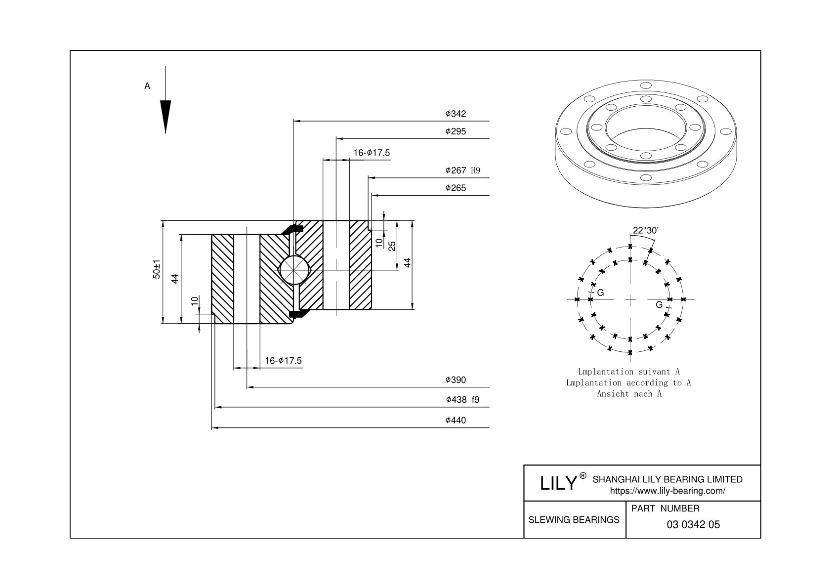 03 0342 05 Four Point Contact Ball Slewing Ring Bearing cad drawing