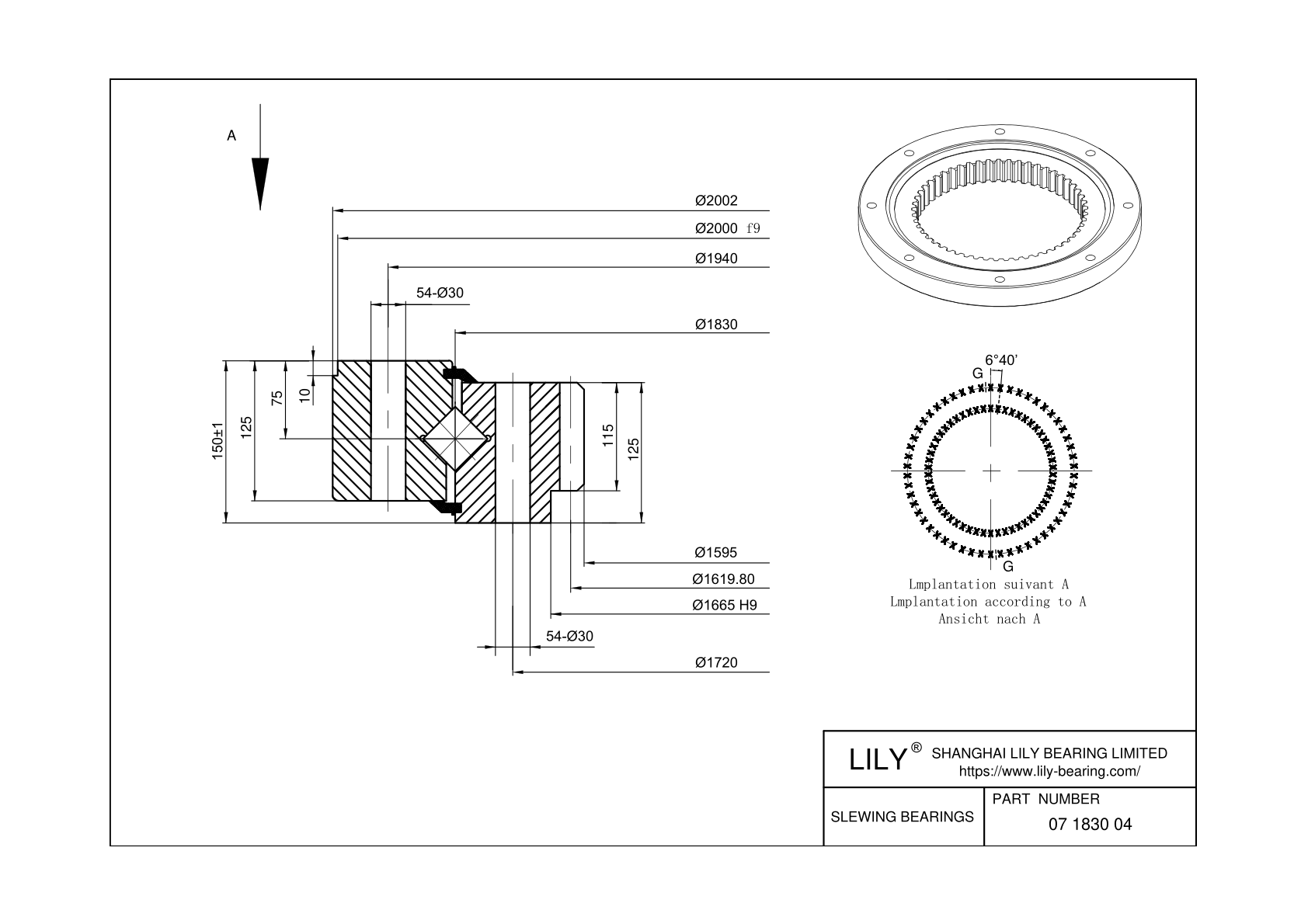 07 1830 04 Cross Roller Slewing Ring Bearing cad drawing