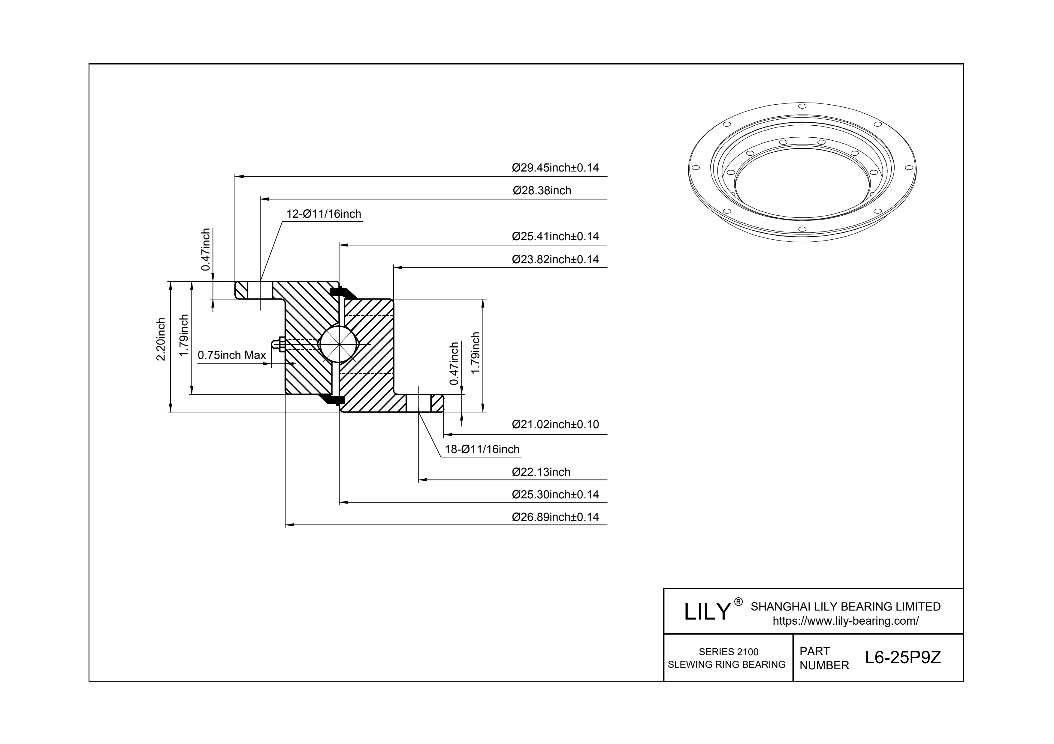 L6-25P9Z | Four Point Contact Ball Slewing Ring Bearing - ROTEK | LILY  Bearing