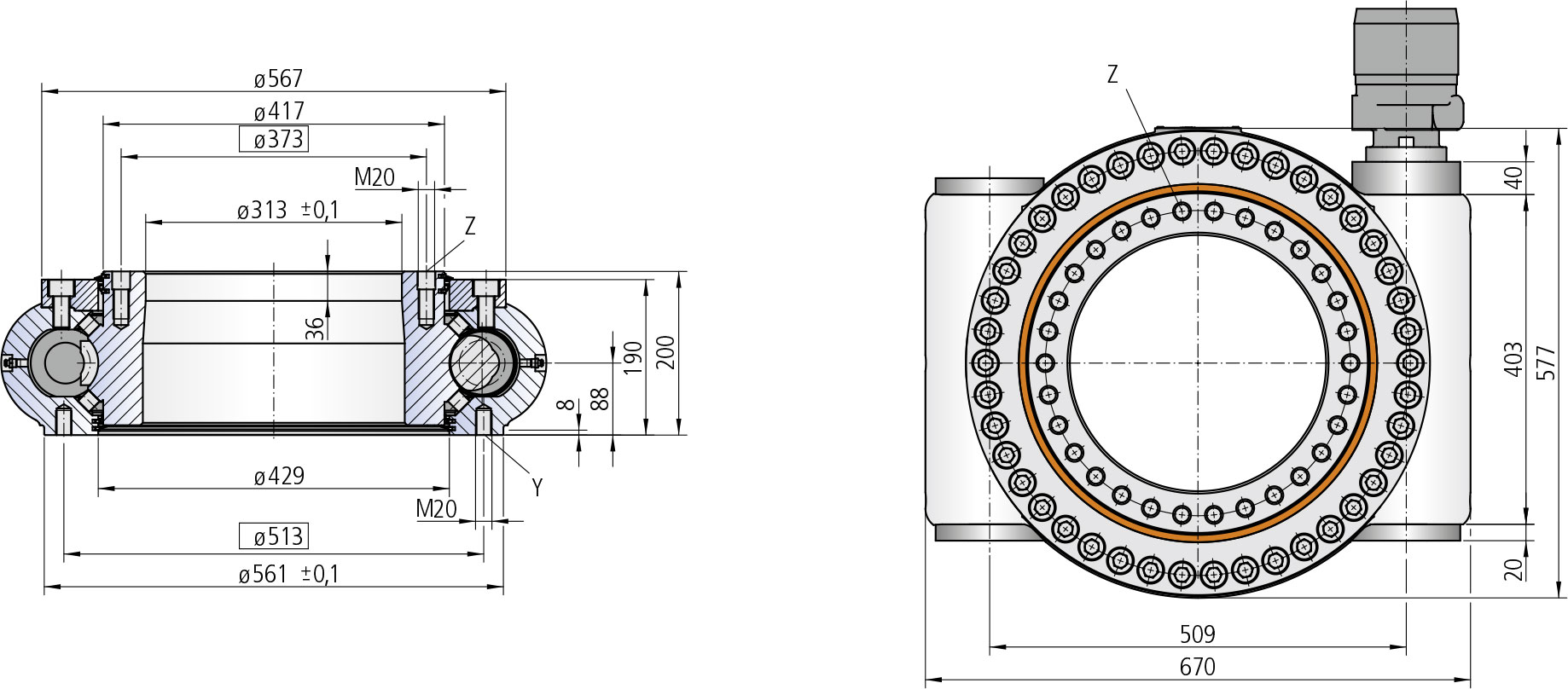 WD-H 0373 / 1 drive WD-H Series cad drawing