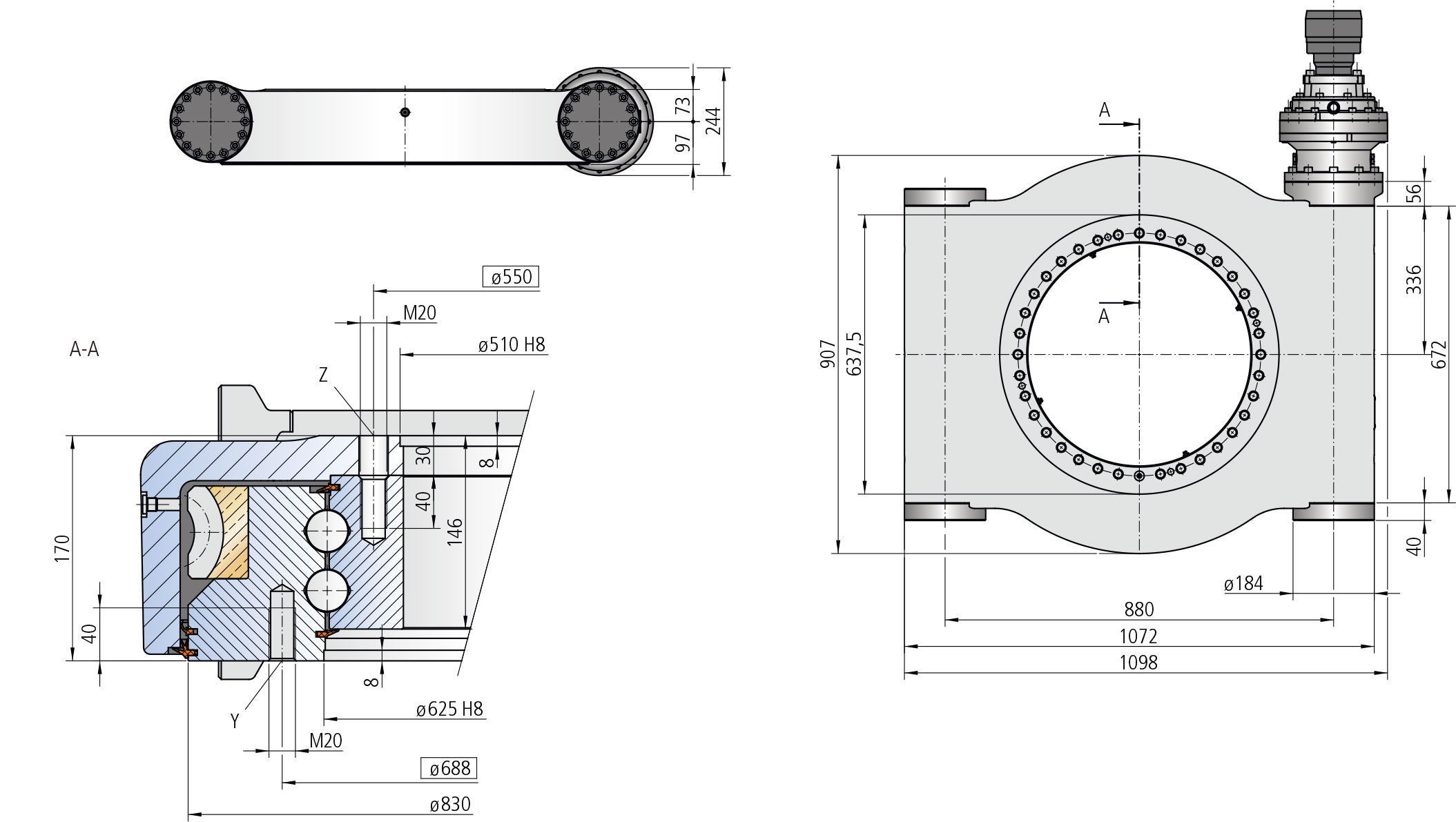WD-LC 0620 / 2-row / 1 drive WD-L Series cad drawing