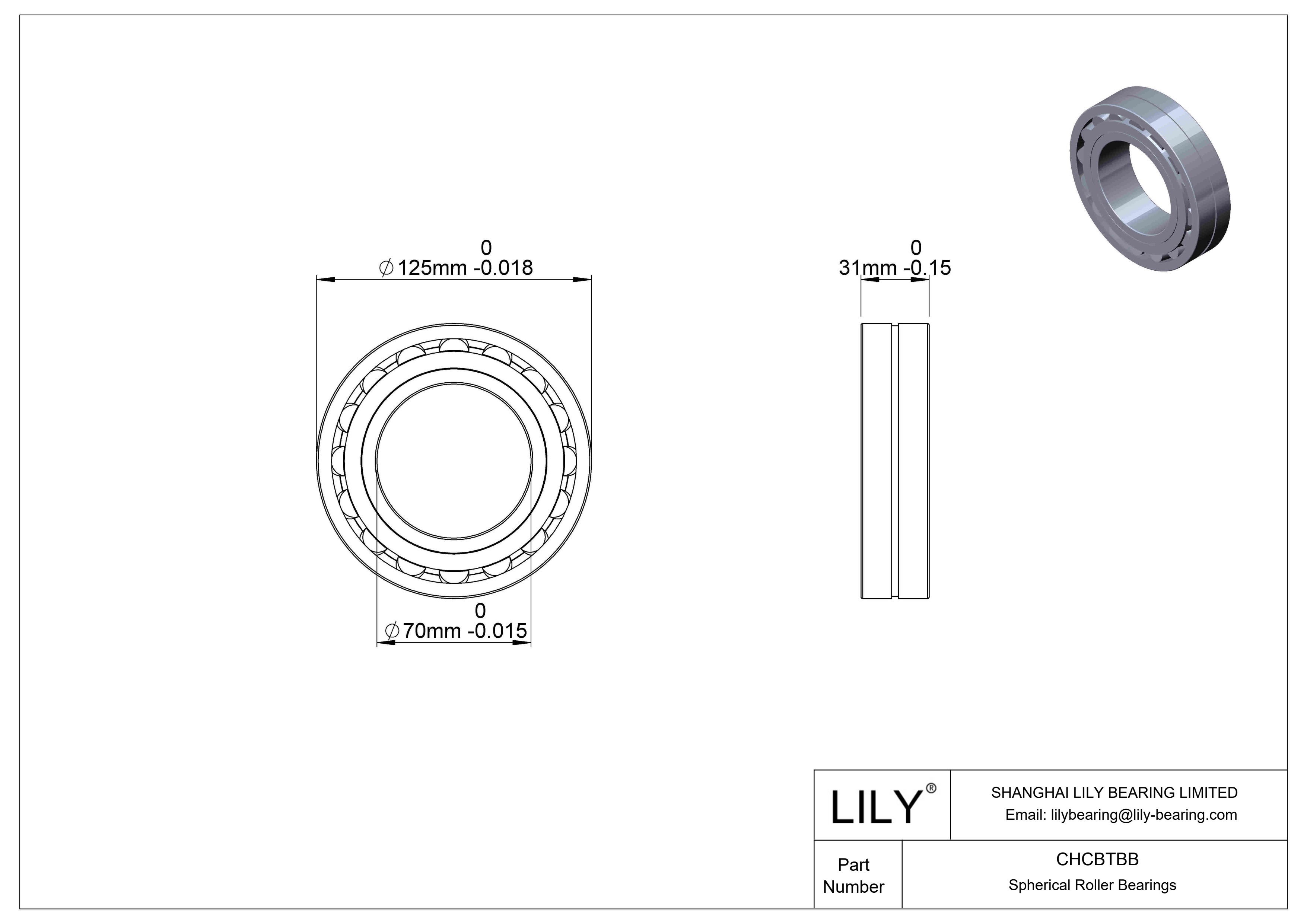 CHCBTBB Spherical Roller Bearings cad drawing