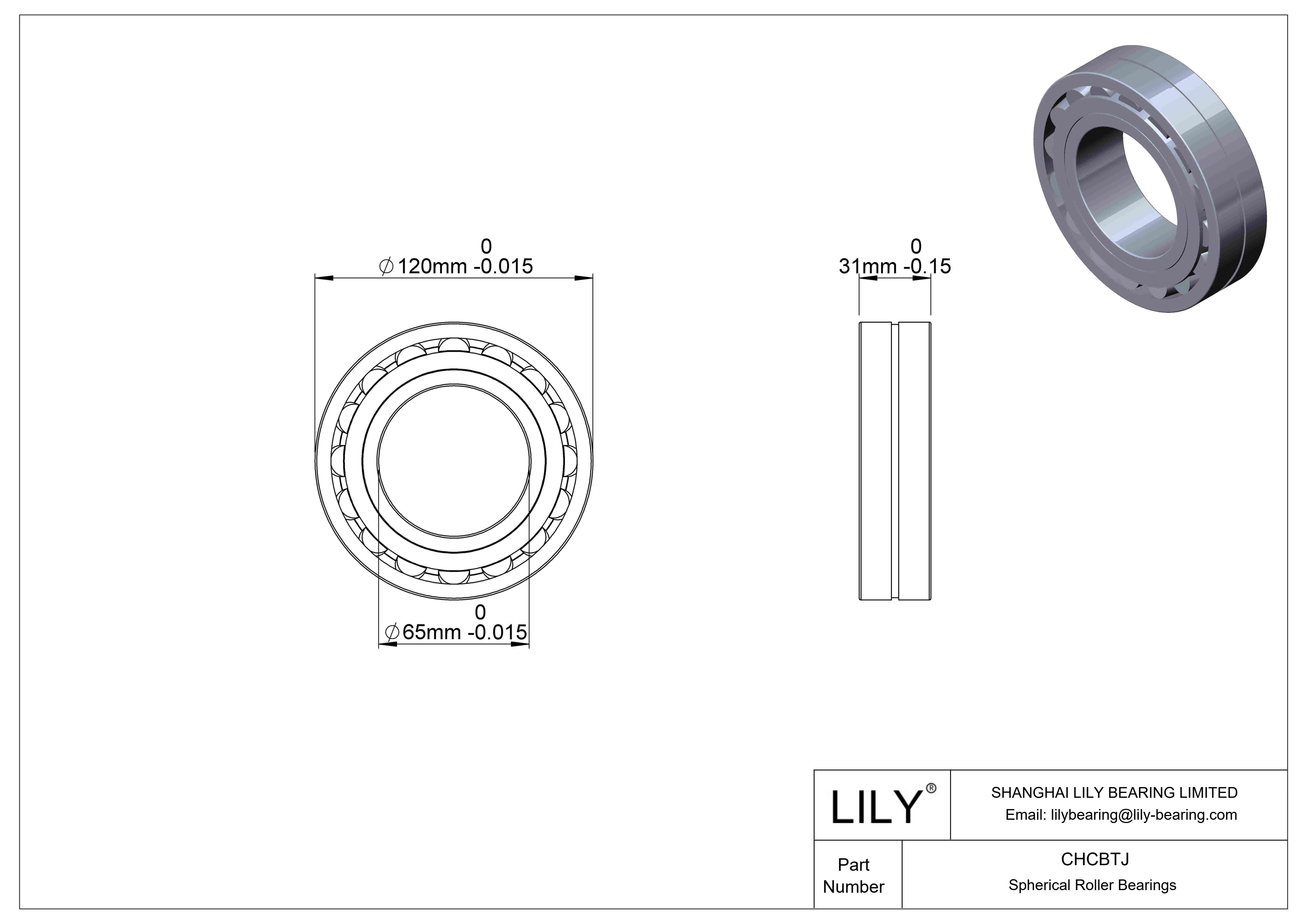 CHCBTJ Spherical Roller Bearings cad drawing