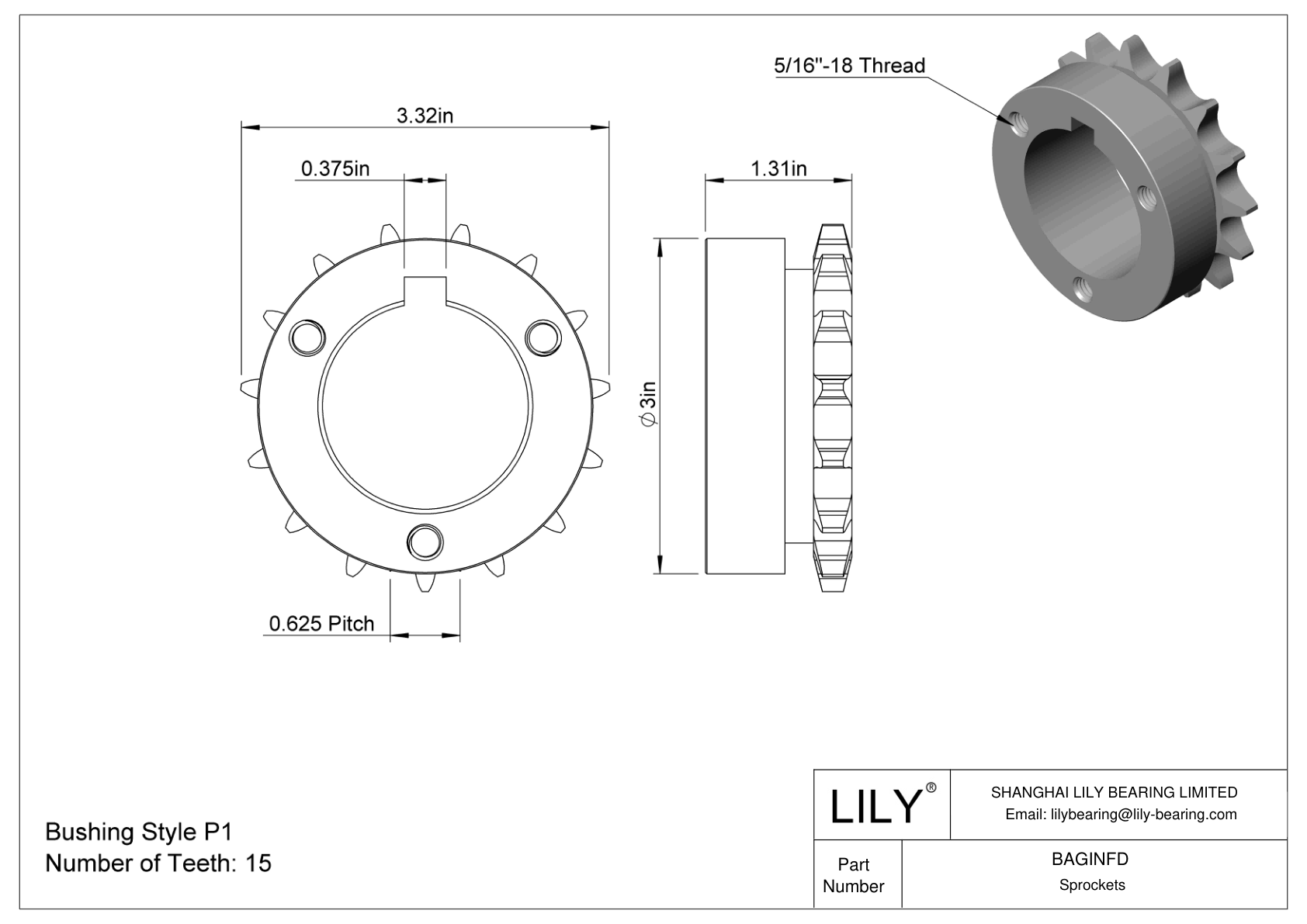 BAGINFD 用于 ANSI 滚子链的剖分式锥形衬套内孔链轮 cad drawing