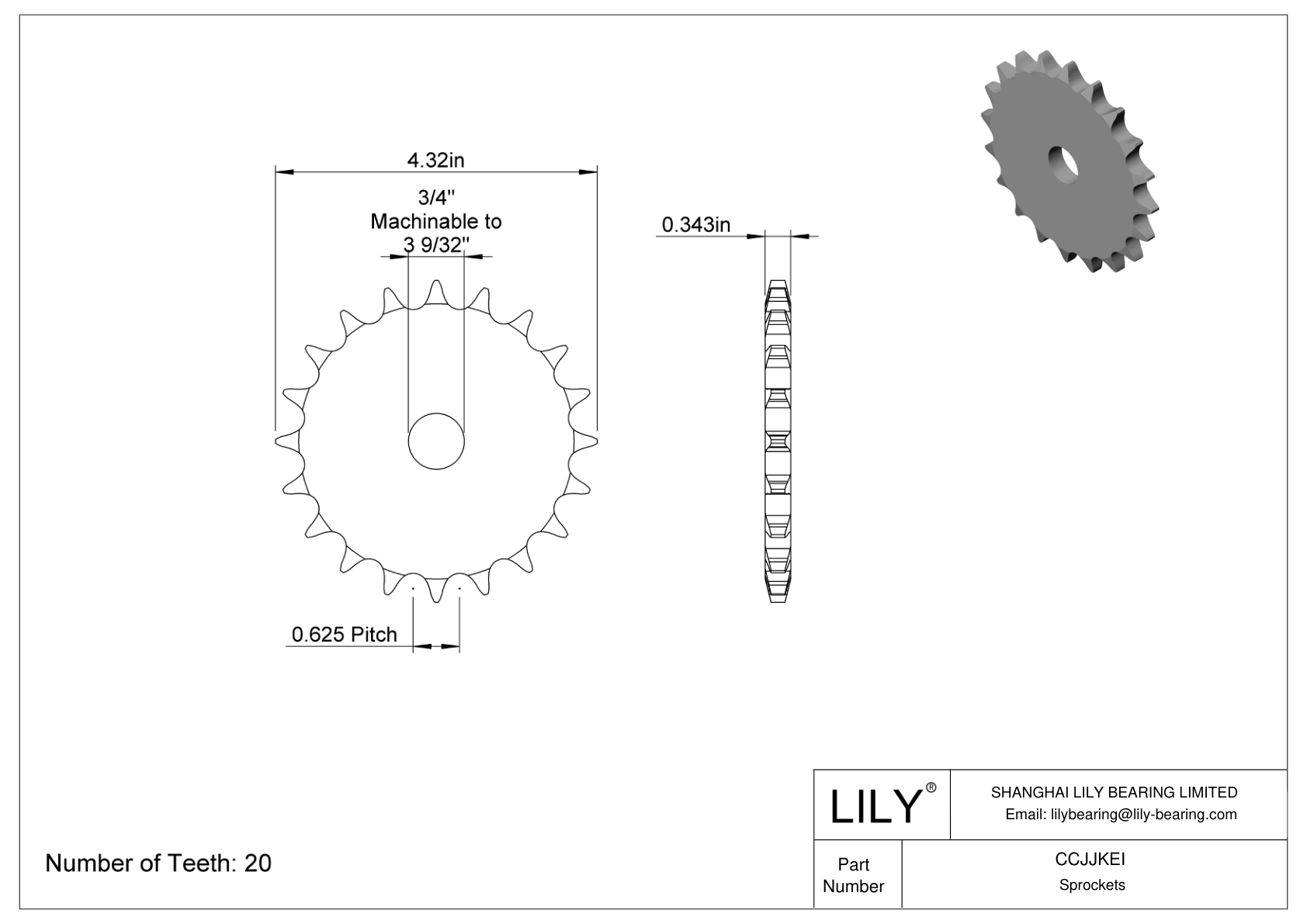 CCJJKEI Flat Sprockets for ANSI Roller Chain cad drawing