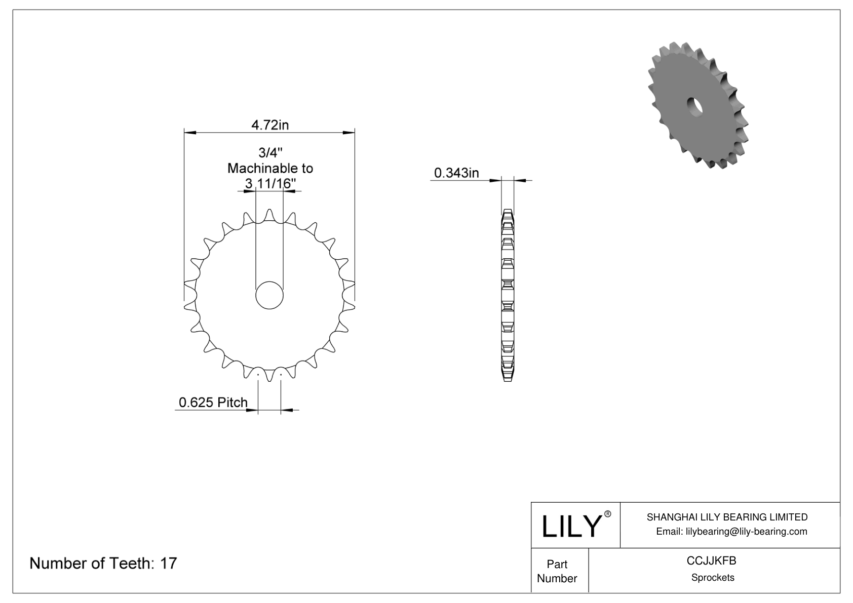CCJJKFB Flat Sprockets for ANSI Roller Chain cad drawing