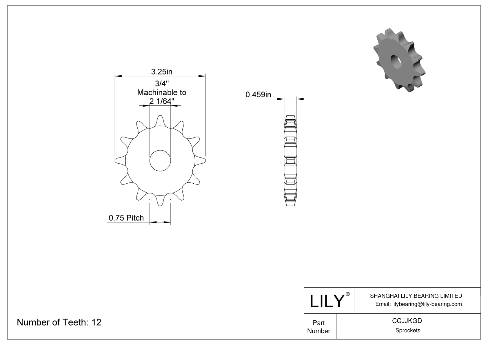 CCJJKGD Flat Sprockets for ANSI Roller Chain cad drawing