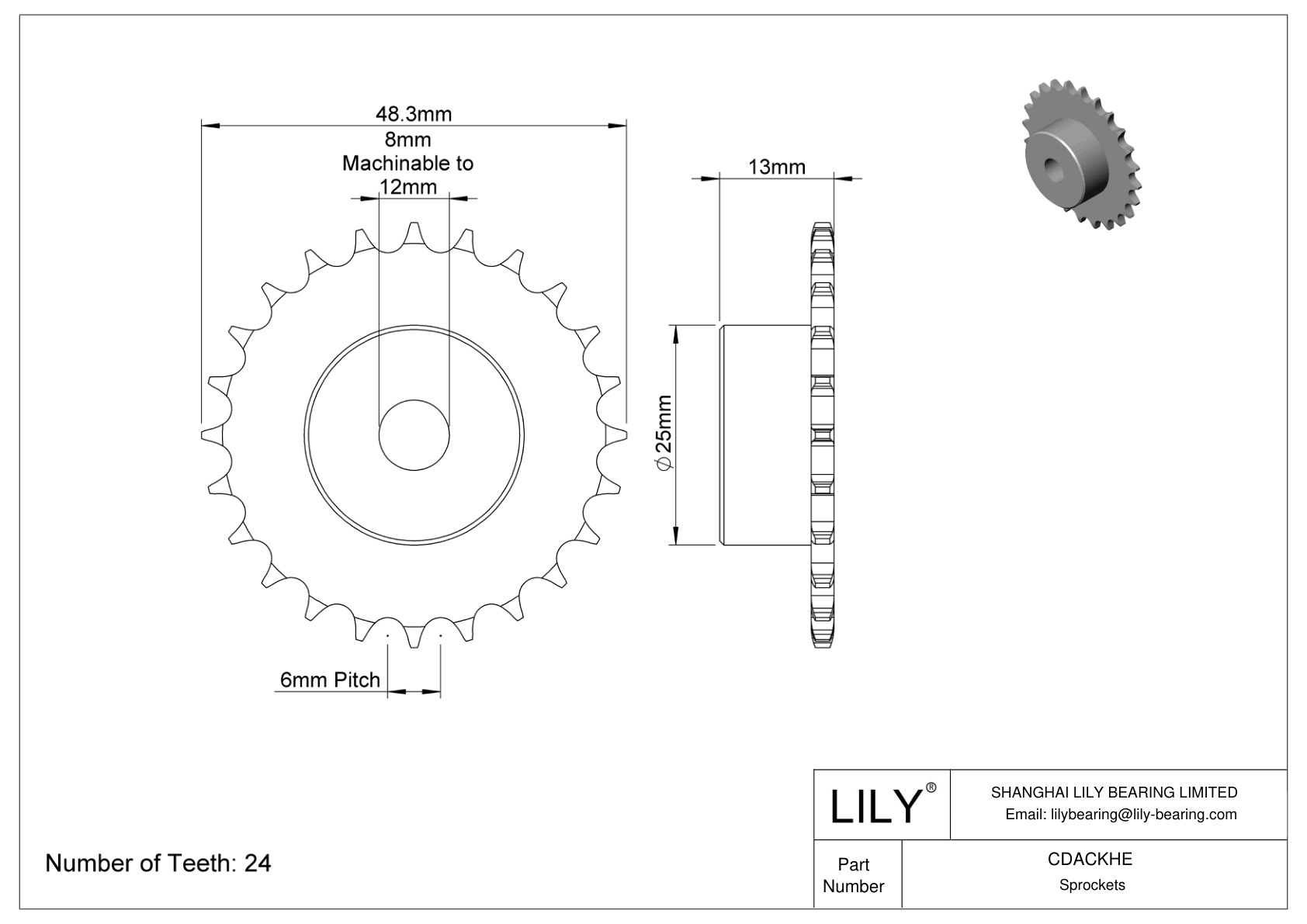 CDACKHE Piñones para cadena de rodillos métrica cad drawing