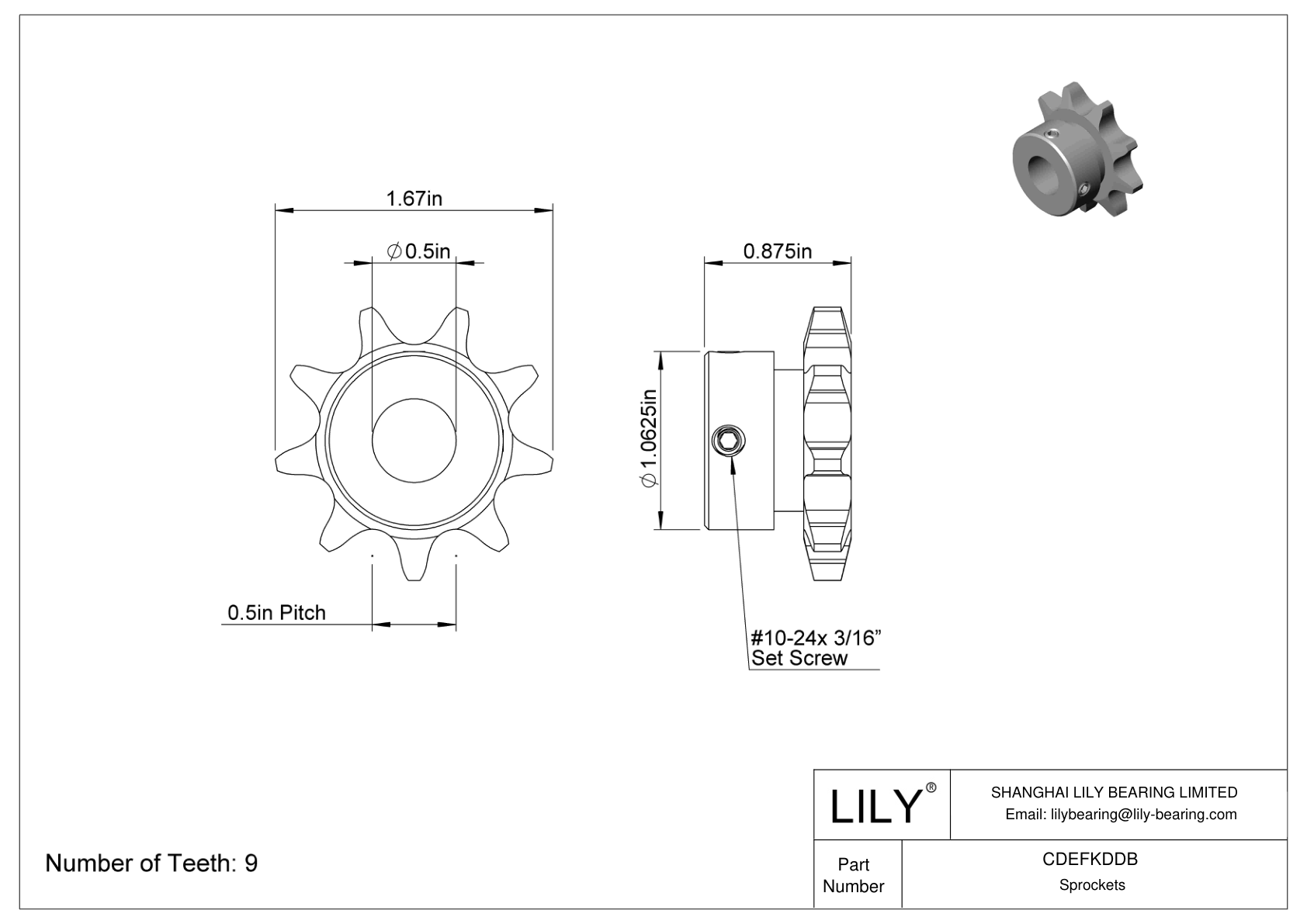 CDEFKDDB Piñones resistentes a la corrosión para cadena de rodillos ANSI cad drawing