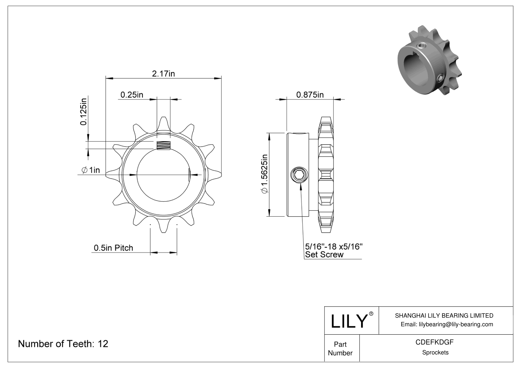 CDEFKDGF Corrosion-Resistant Sprockets for ANSI Roller Chain cad drawing