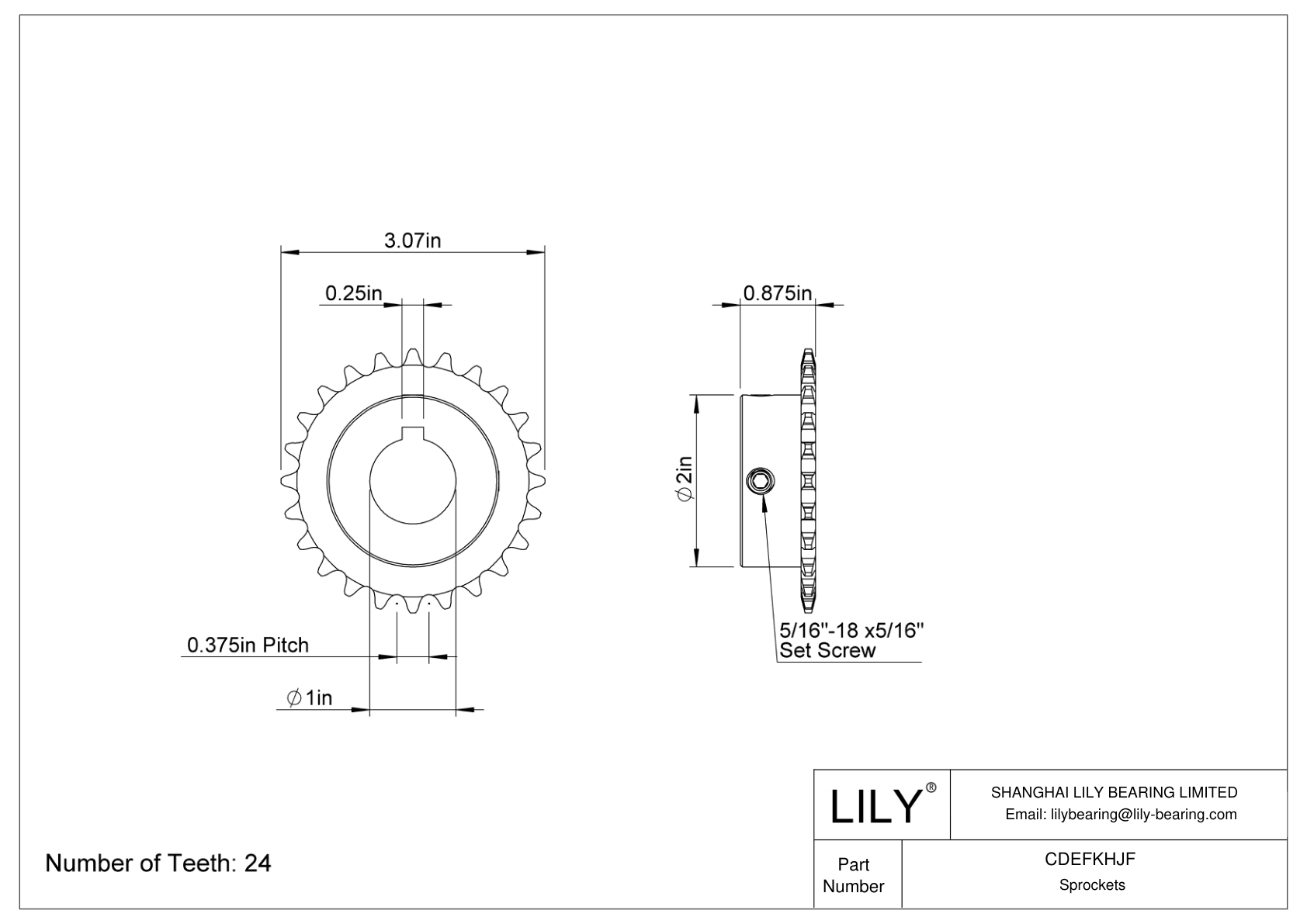 CDEFKHJF Corrosion-Resistant Sprockets for ANSI Roller Chain cad drawing