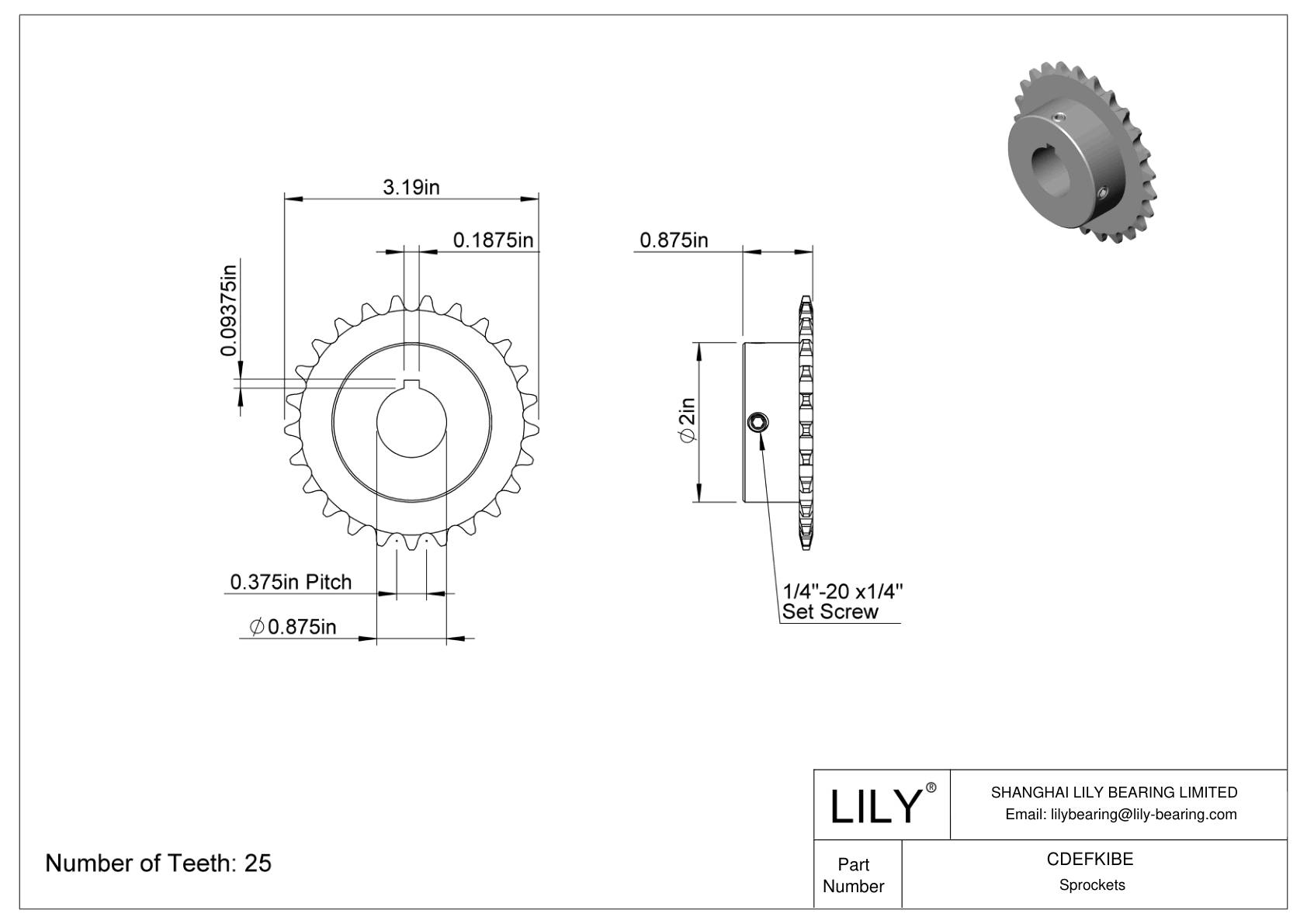 CDEFKIBE Corrosion-Resistant Sprockets for ANSI Roller Chain cad drawing