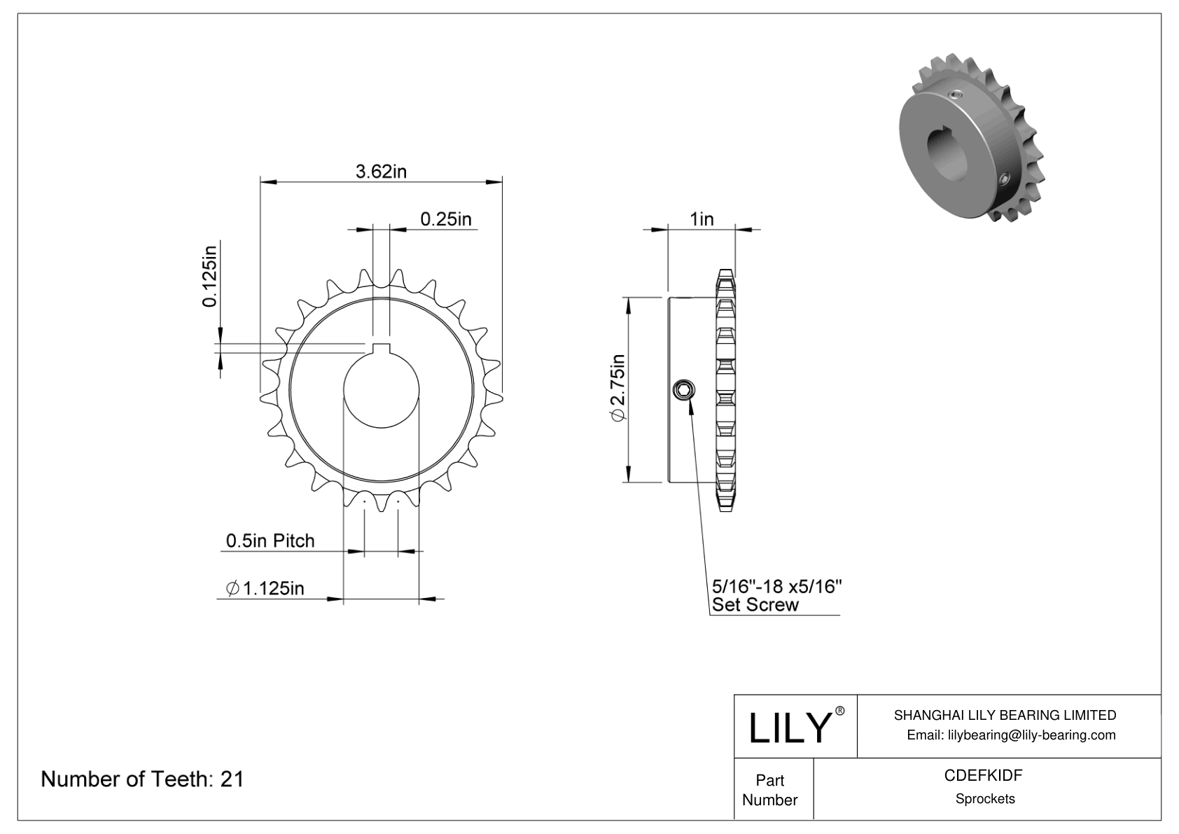 CDEFKIDF Corrosion-Resistant Sprockets for ANSI Roller Chain cad drawing