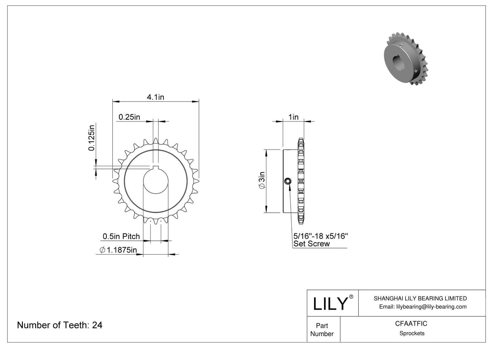 CFAATFIC Wear-Resistant Sprockets for ANSI Roller Chain cad drawing
