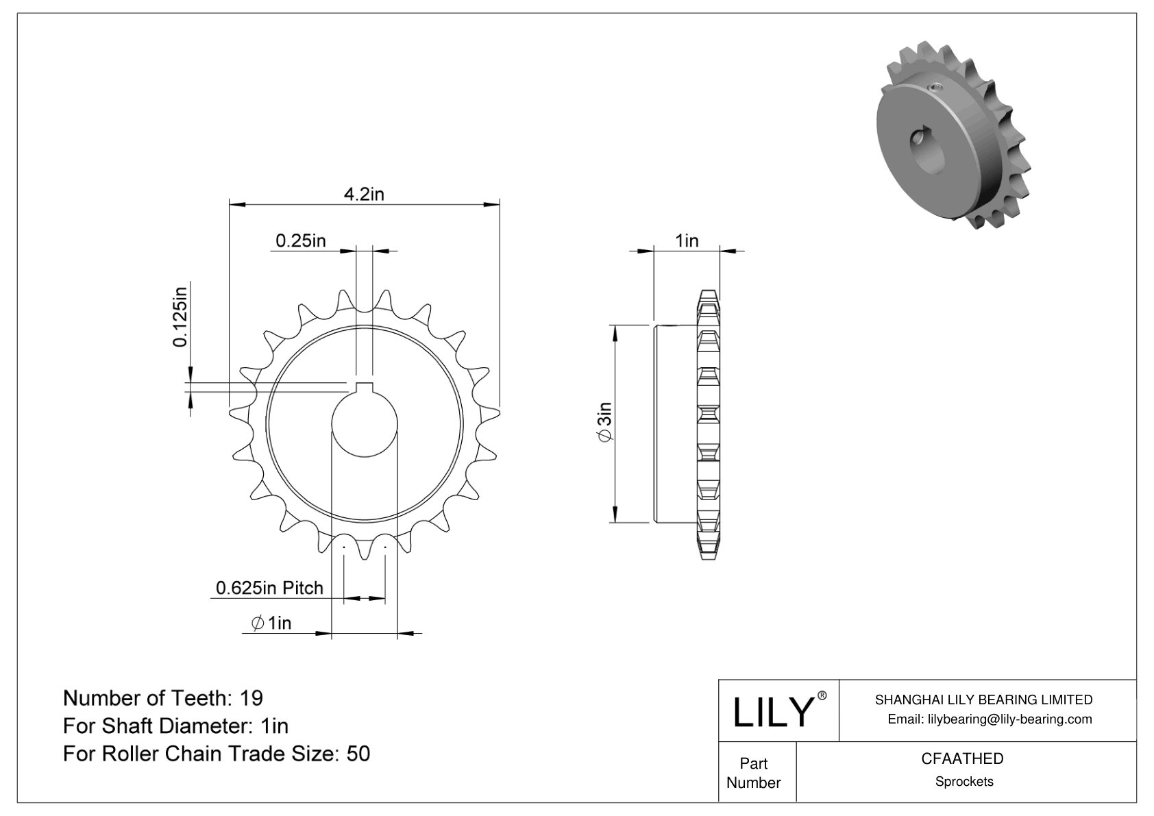 CFAATHED Wear-Resistant Sprockets for ANSI Roller Chain cad drawing
