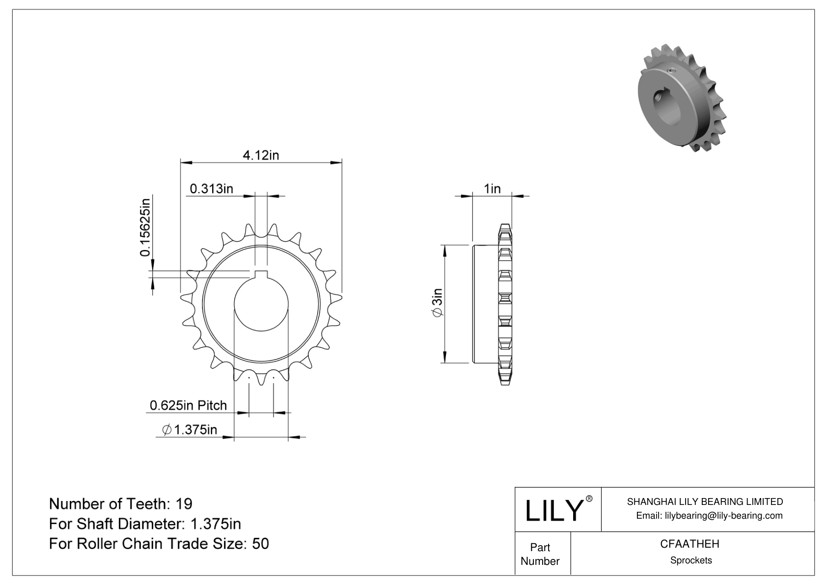 CFAATHEH 用于 ANSI 滚子链的耐磨链轮 cad drawing