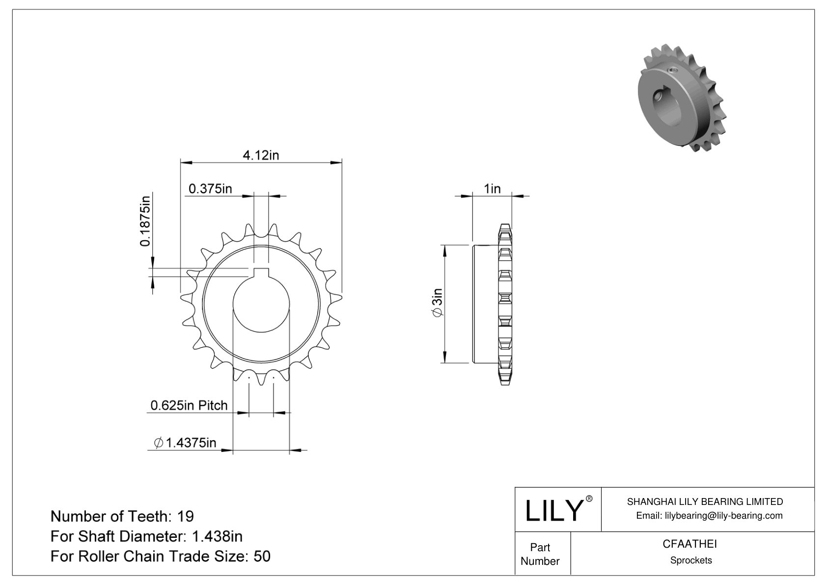 CFAATHEI 用于 ANSI 滚子链的耐磨链轮 cad drawing