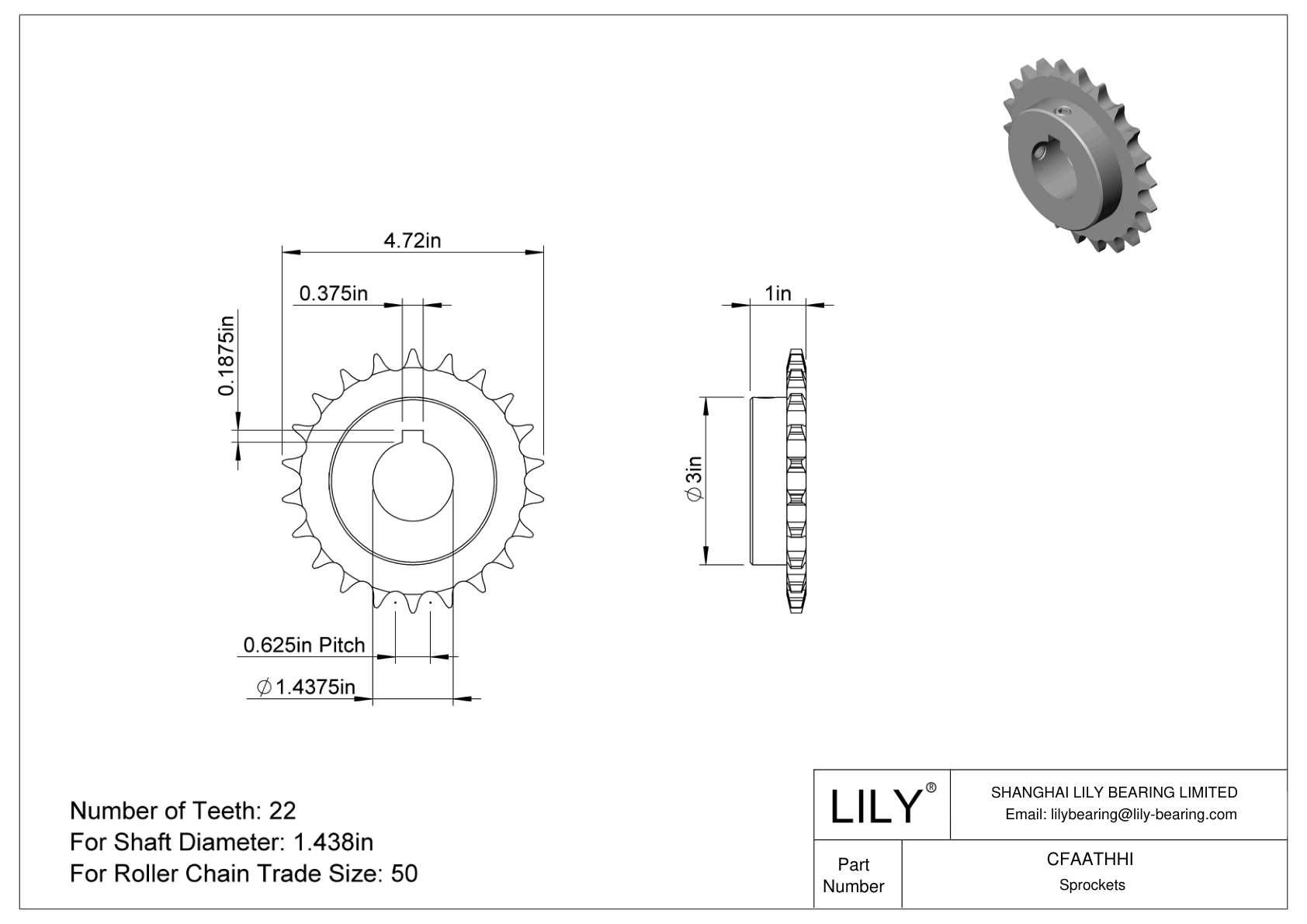 CFAATHHI Wear-Resistant Sprockets for ANSI Roller Chain cad drawing