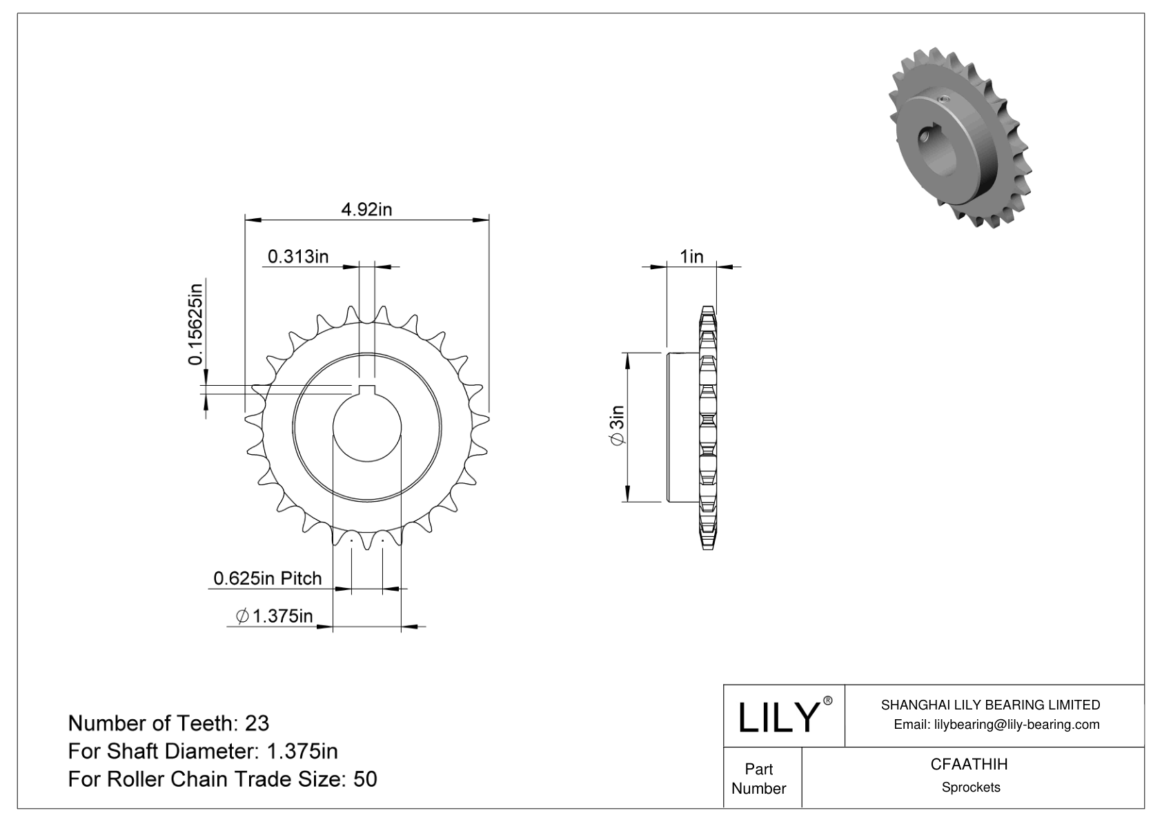 CFAATHIH Wear-Resistant Sprockets for ANSI Roller Chain cad drawing