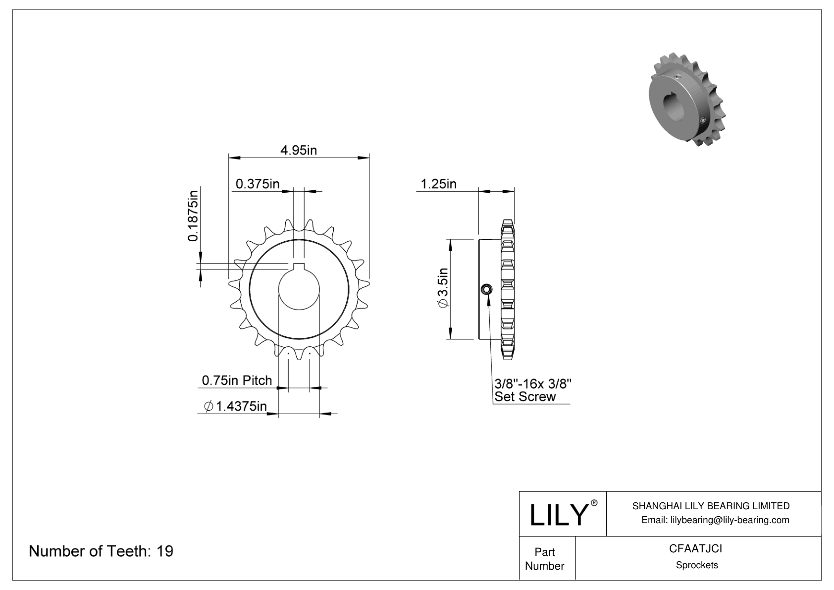 CFAATJCI Ruedas dentadas resistentes al desgaste para cadena de rodillos ANSI cad drawing