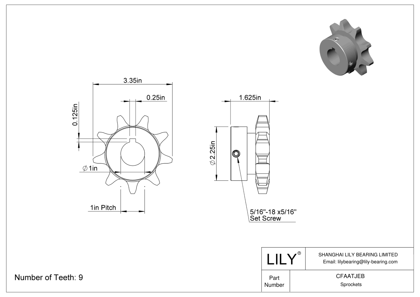 CFAATJEB Ruedas dentadas resistentes al desgaste para cadena de rodillos ANSI cad drawing