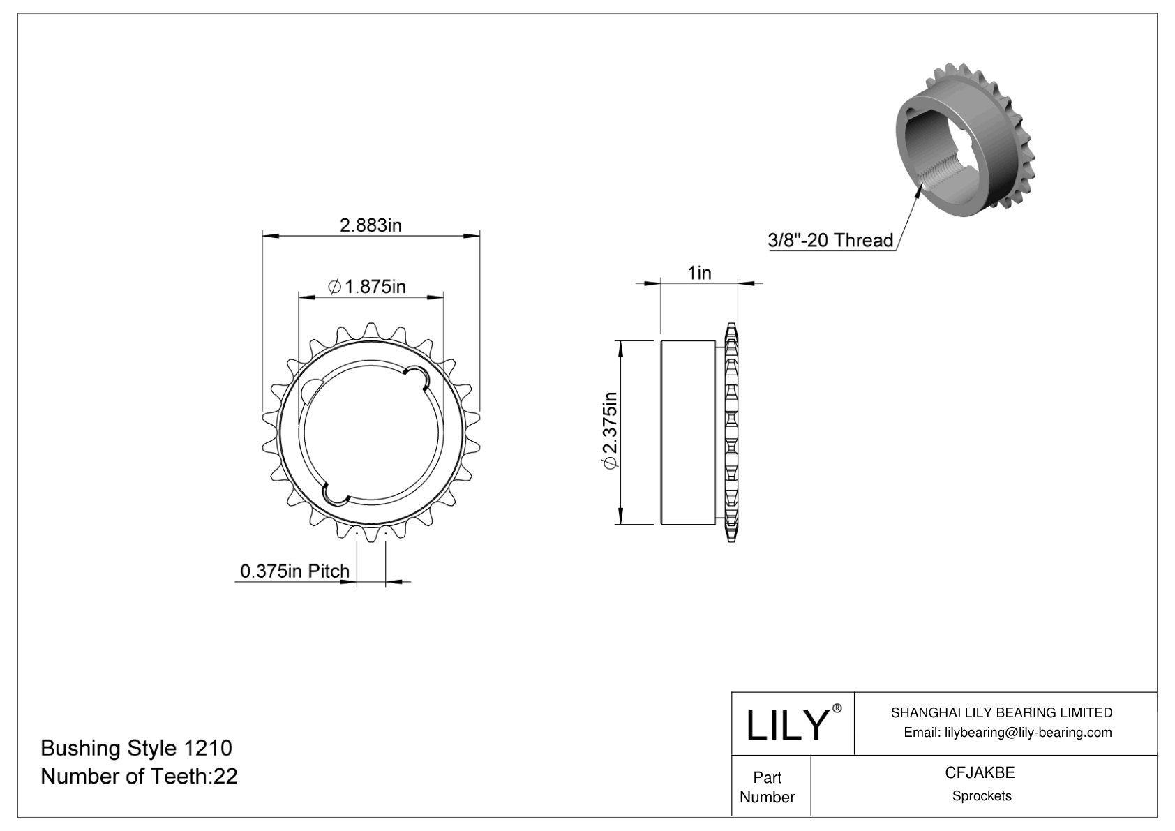 CFJAKBE Taper-Lock Bushing-Bore Sprockets for ANSI Roller Chain cad drawing