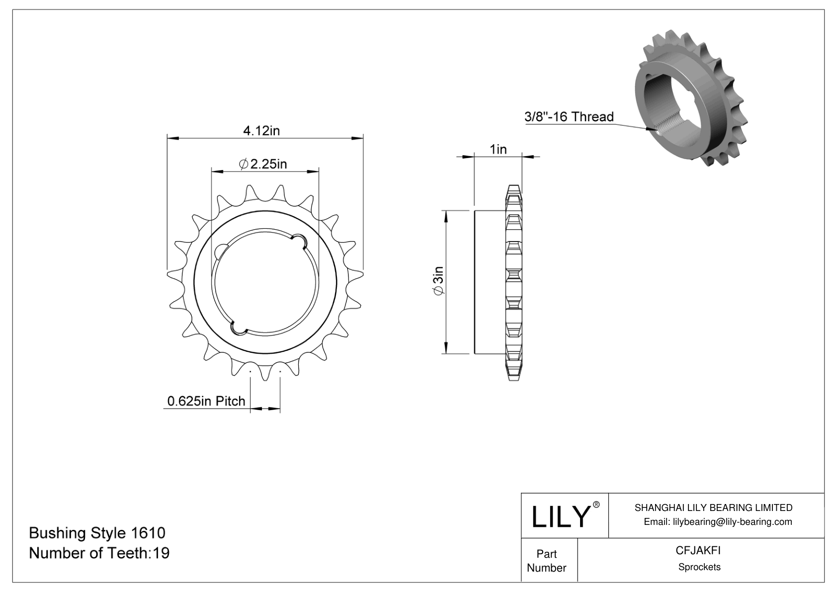 CFJAKFI Piñones con casquillo Taper-Lock para cadena de rodillos ANSI cad drawing