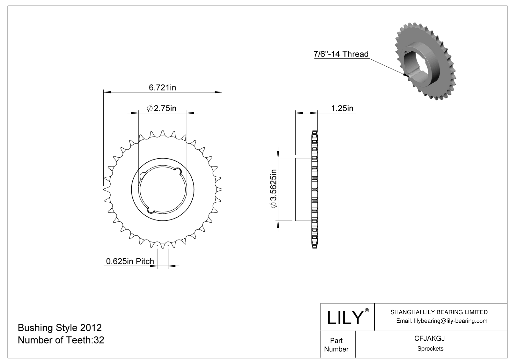 CFJAKGJ Taper-Lock Bushing-Bore Sprockets for ANSI Roller Chain cad drawing