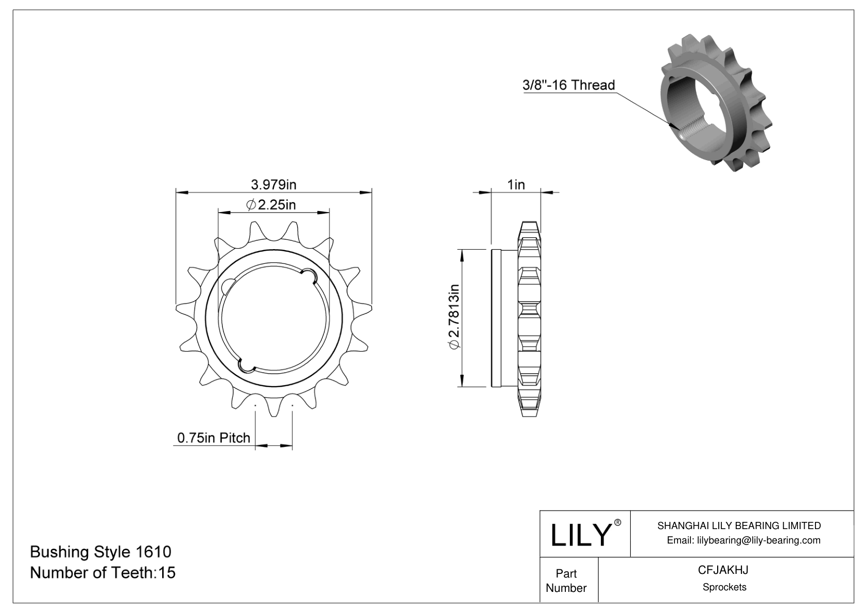 CFJAKHJ Taper-Lock Bushing-Bore Sprockets for ANSI Roller Chain cad drawing