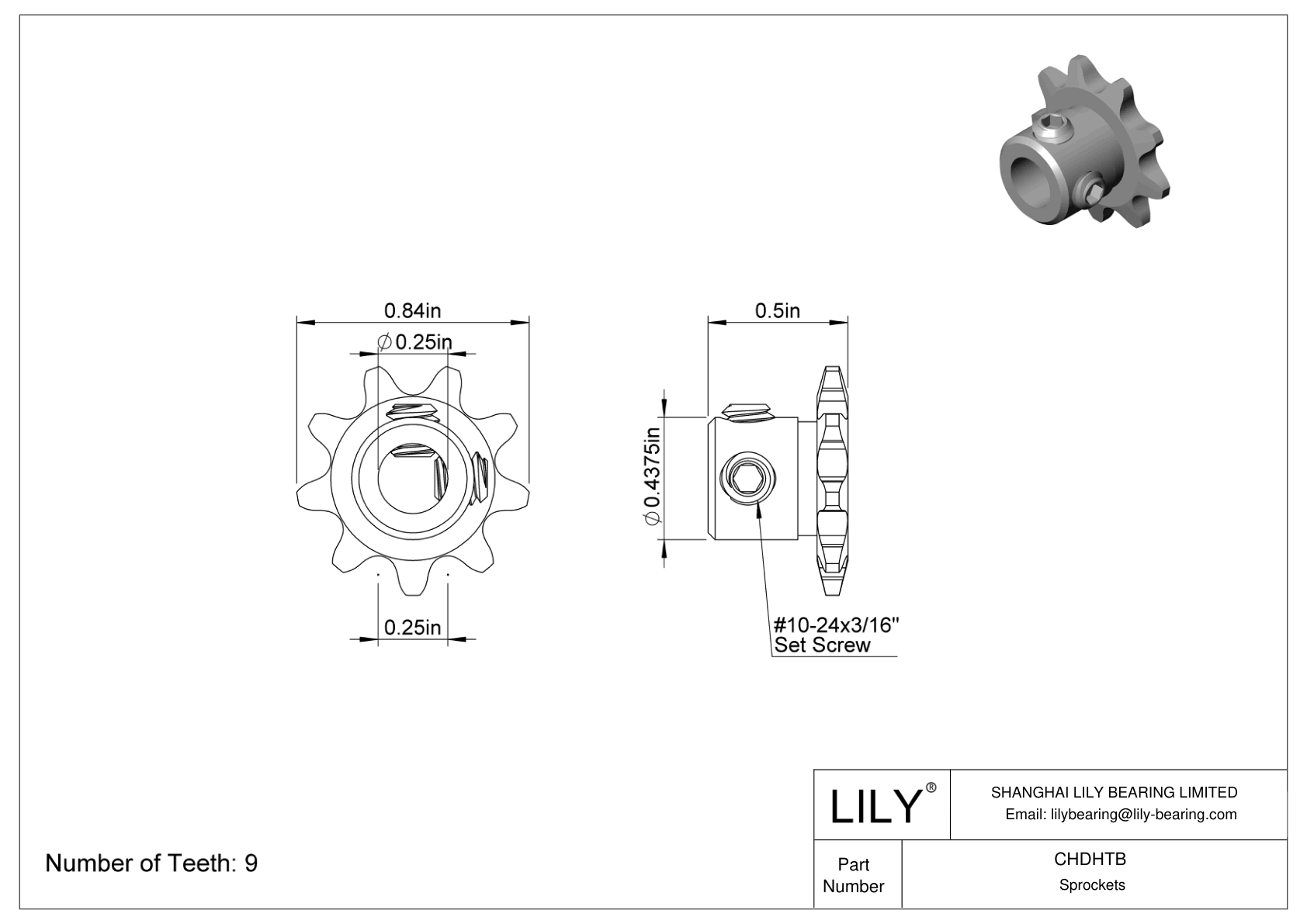 CHDHTB 用于 ANSI 滚子链的链轮 cad drawing