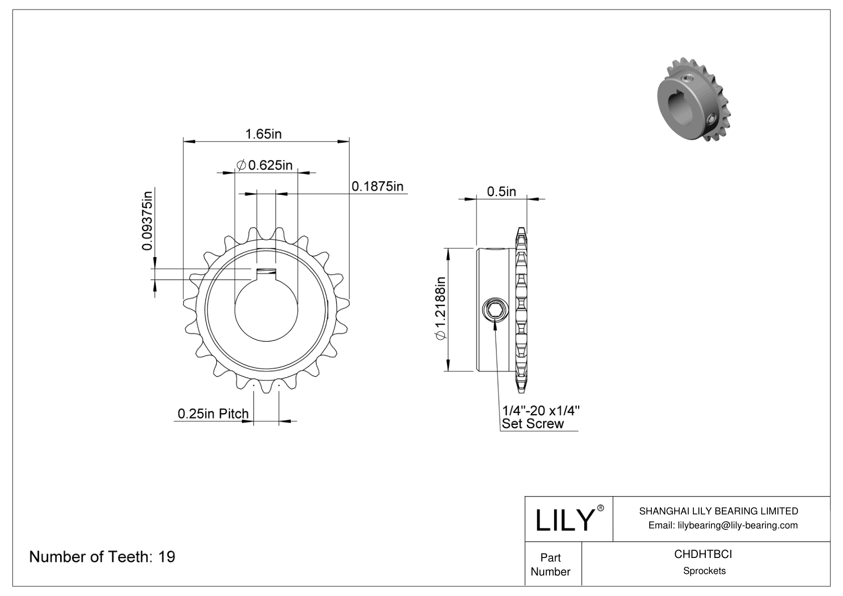 CHDHTBCI Sprockets for ANSI Roller Chain cad drawing