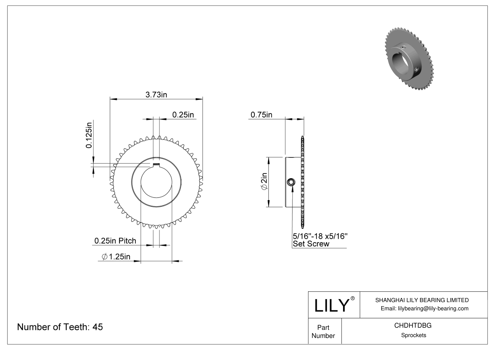 CHDHTDBG Sprockets for ANSI Roller Chain cad drawing