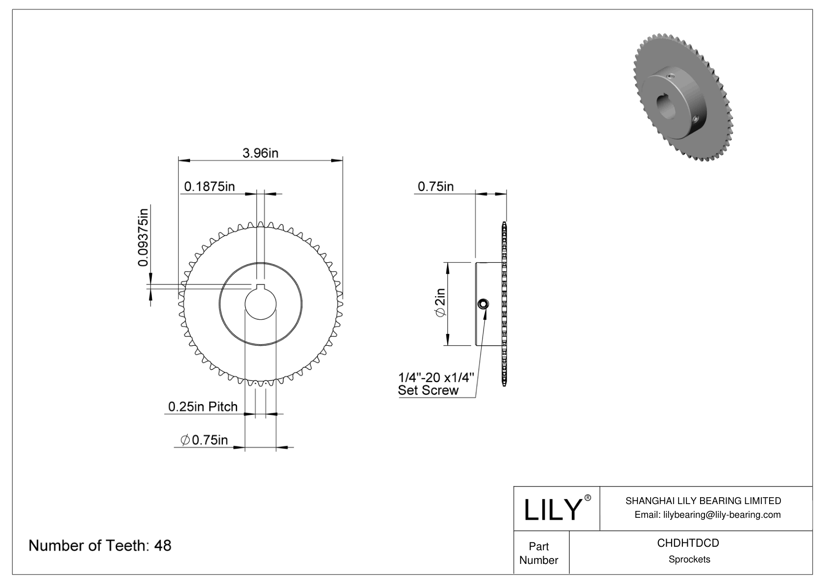CHDHTDCD Sprockets for ANSI Roller Chain cad drawing