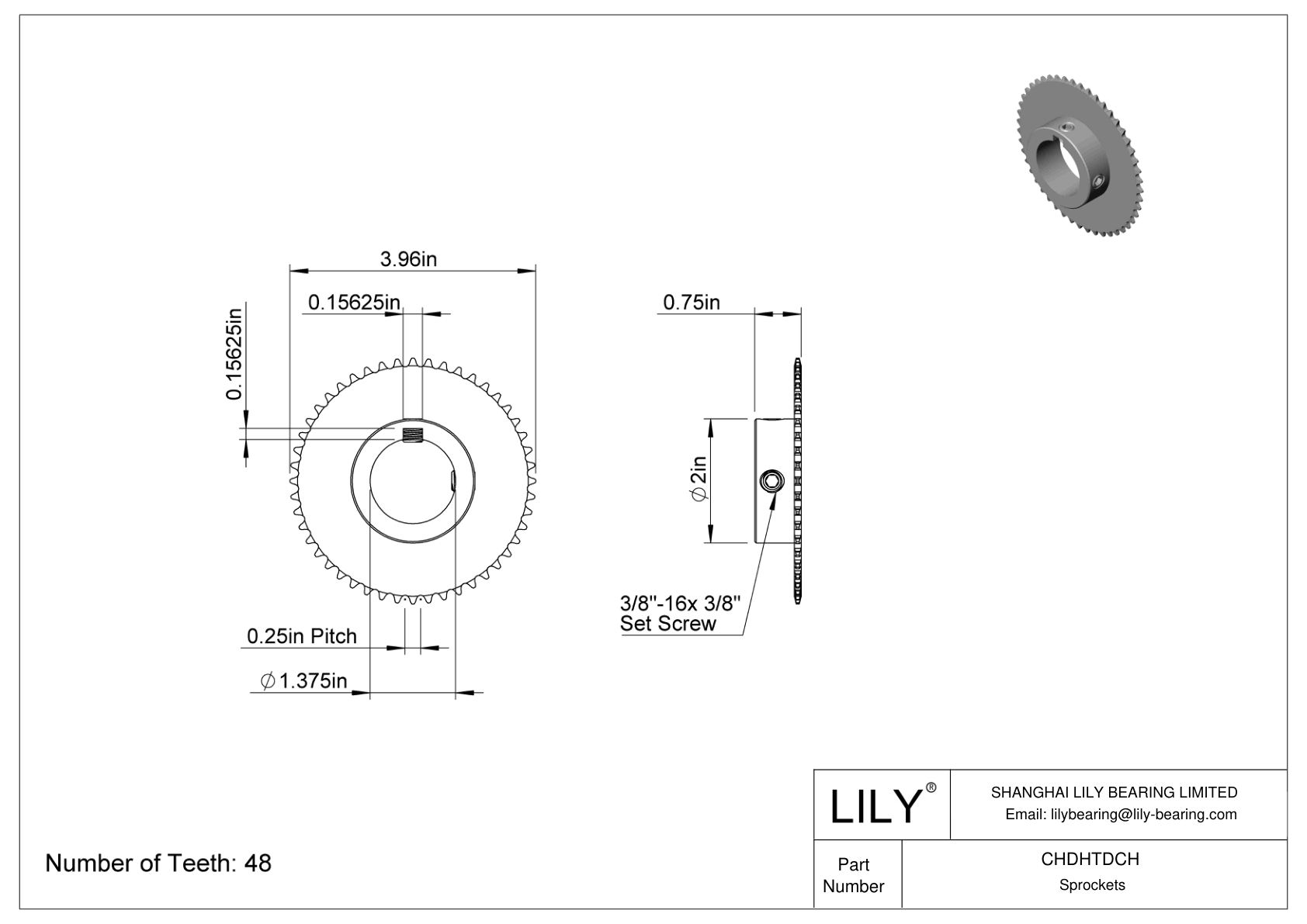 CHDHTDCH Sprockets for ANSI Roller Chain cad drawing