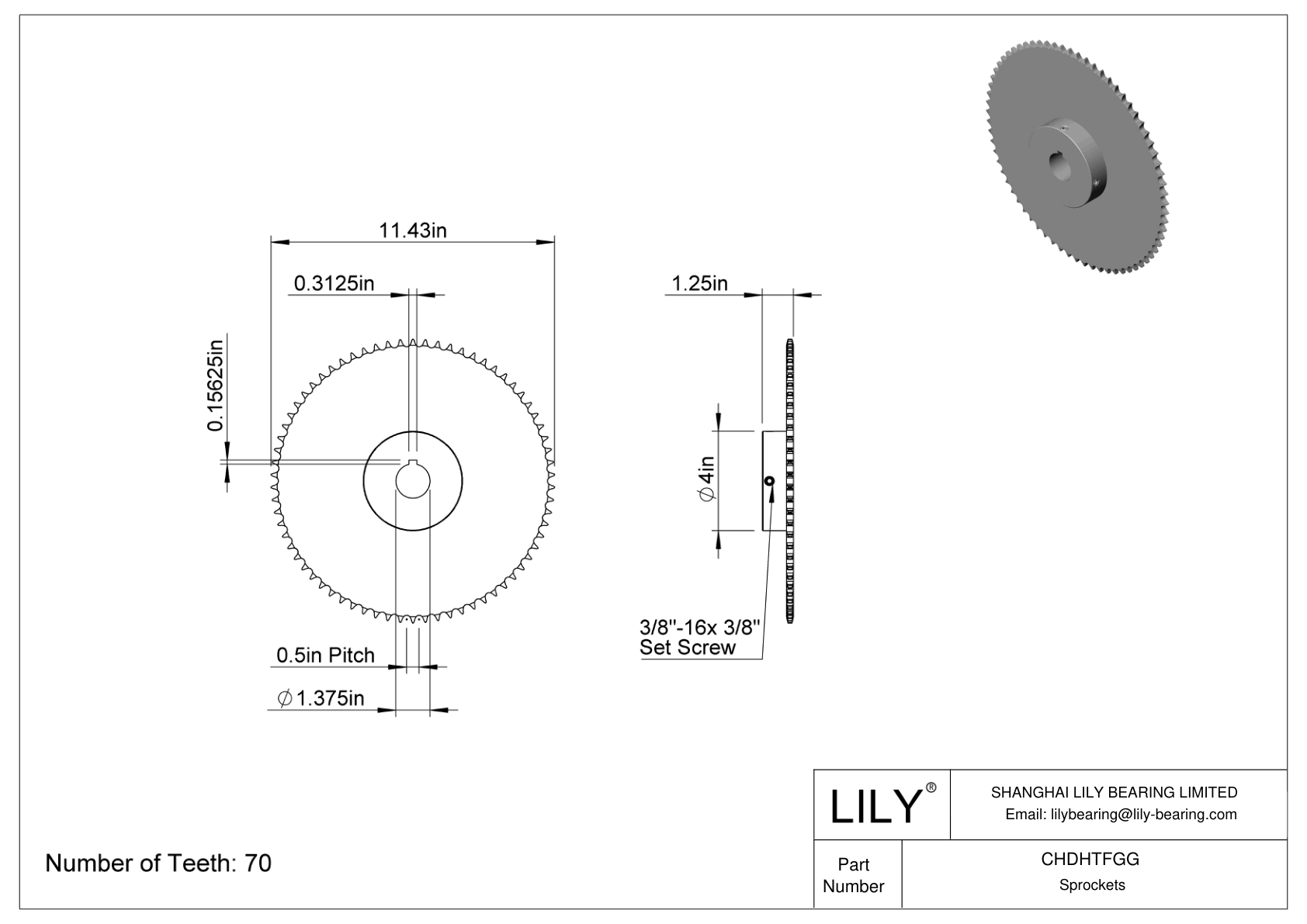 CHDHTFGG 用于 ANSI 滚子链的链轮 cad drawing