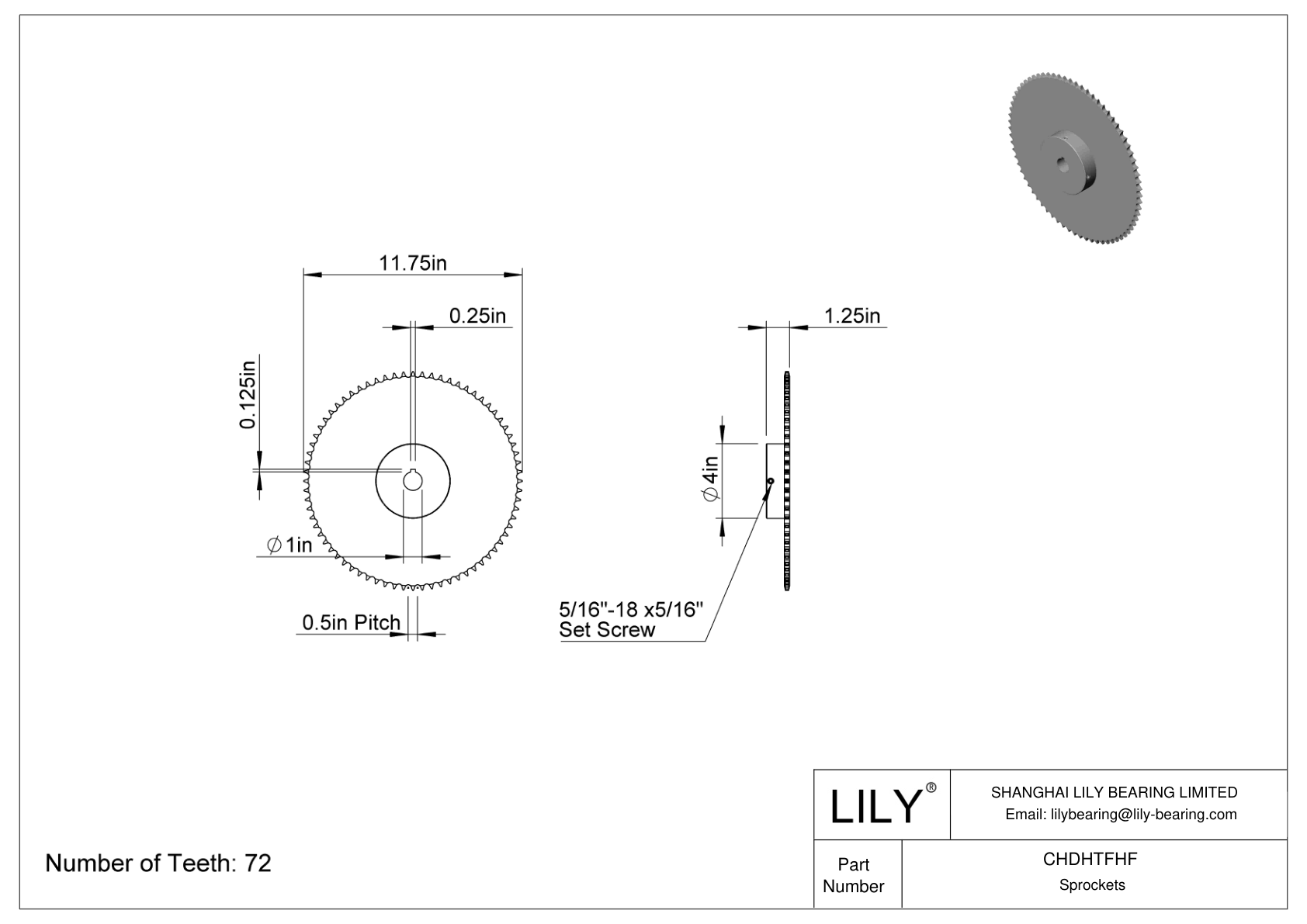 CHDHTFHF Sprockets for ANSI Roller Chain cad drawing