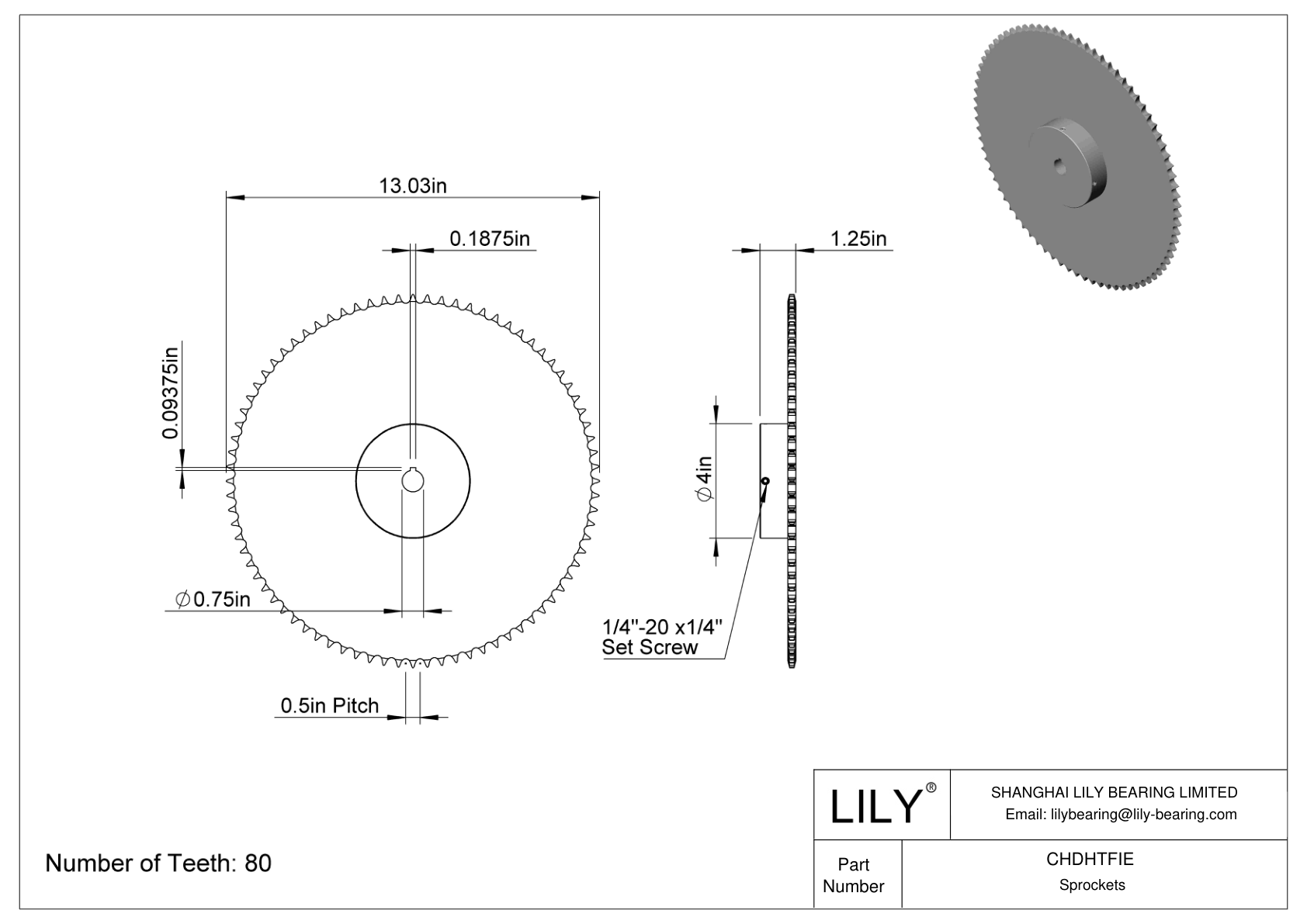 CHDHTFIE Piñones para cadena de rodillos ANSI cad drawing