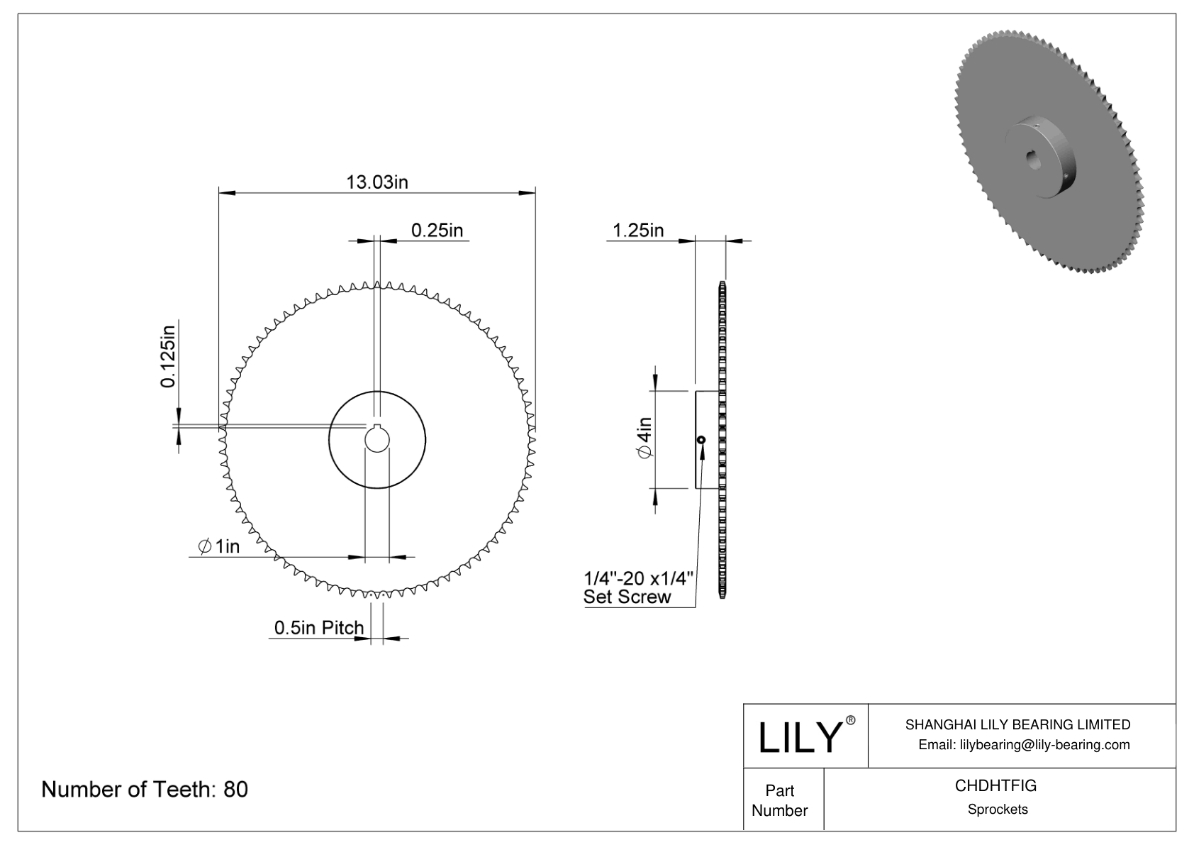 CHDHTFIG Sprockets for ANSI Roller Chain cad drawing