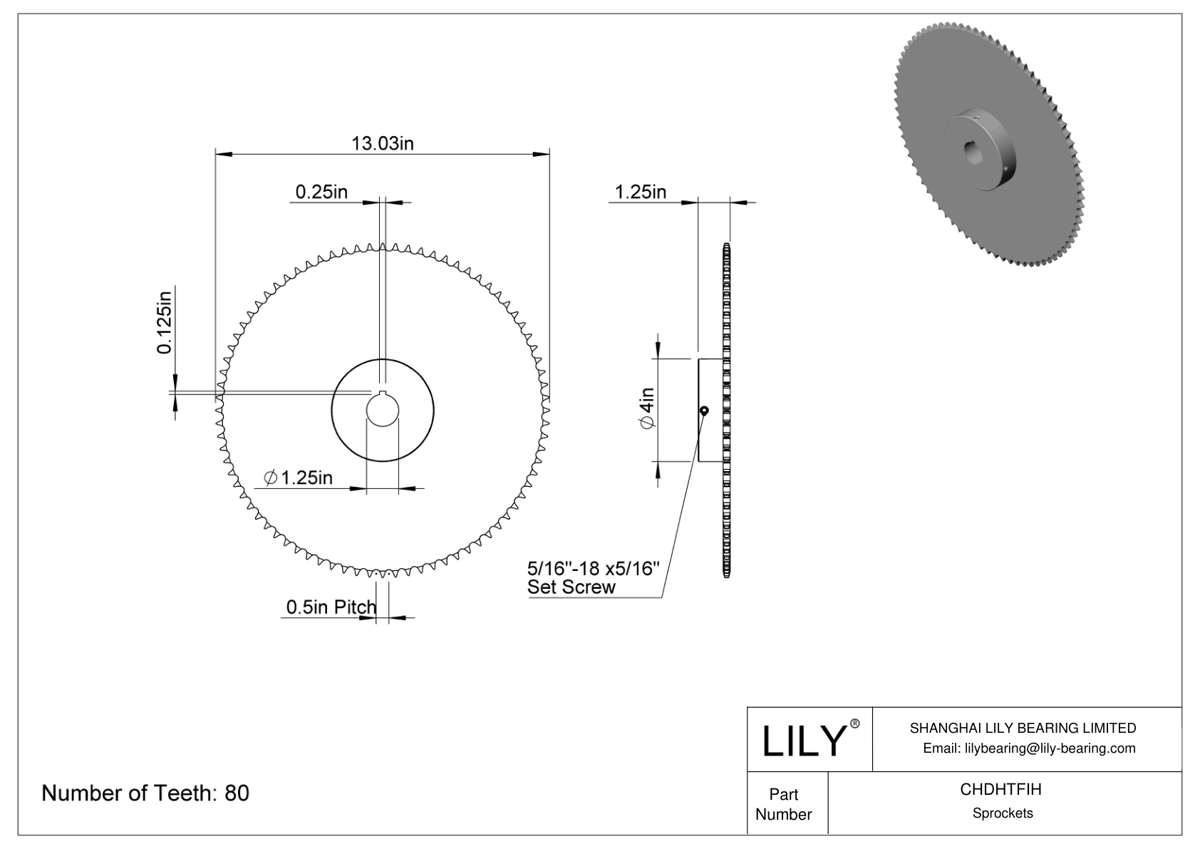 CHDHTFIH Piñones para cadena de rodillos ANSI cad drawing