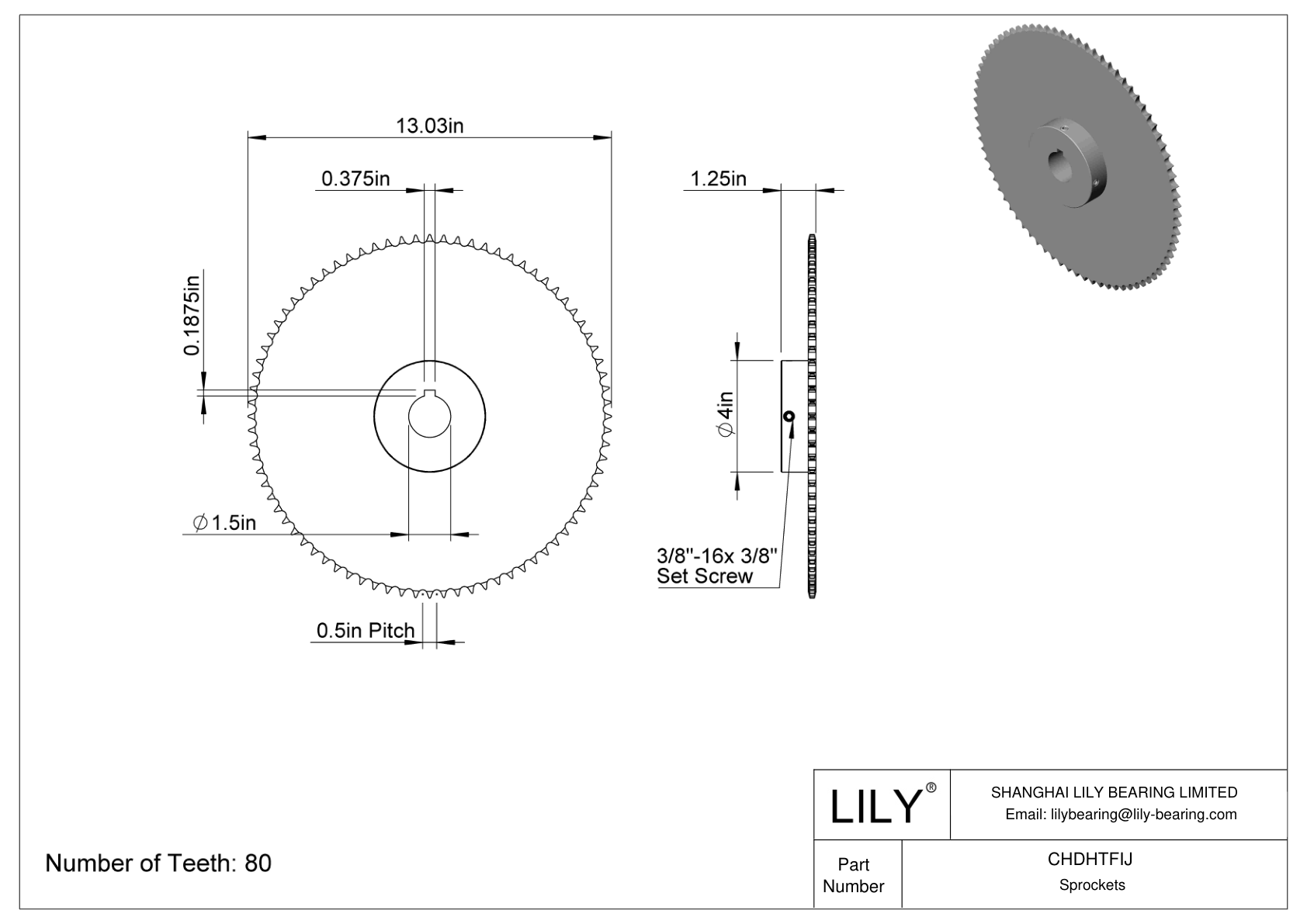 CHDHTFIJ Sprockets for ANSI Roller Chain cad drawing