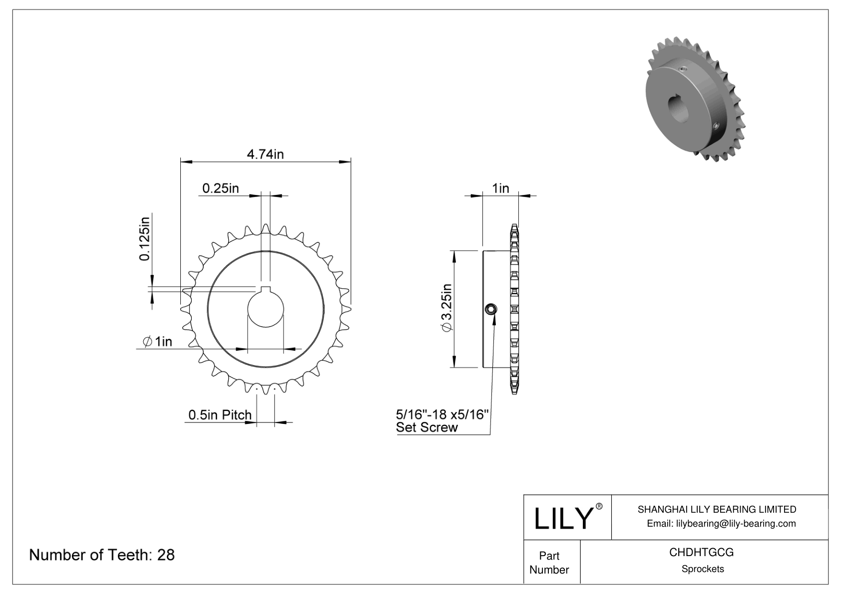 CHDHTGCG Sprockets for ANSI Roller Chain cad drawing