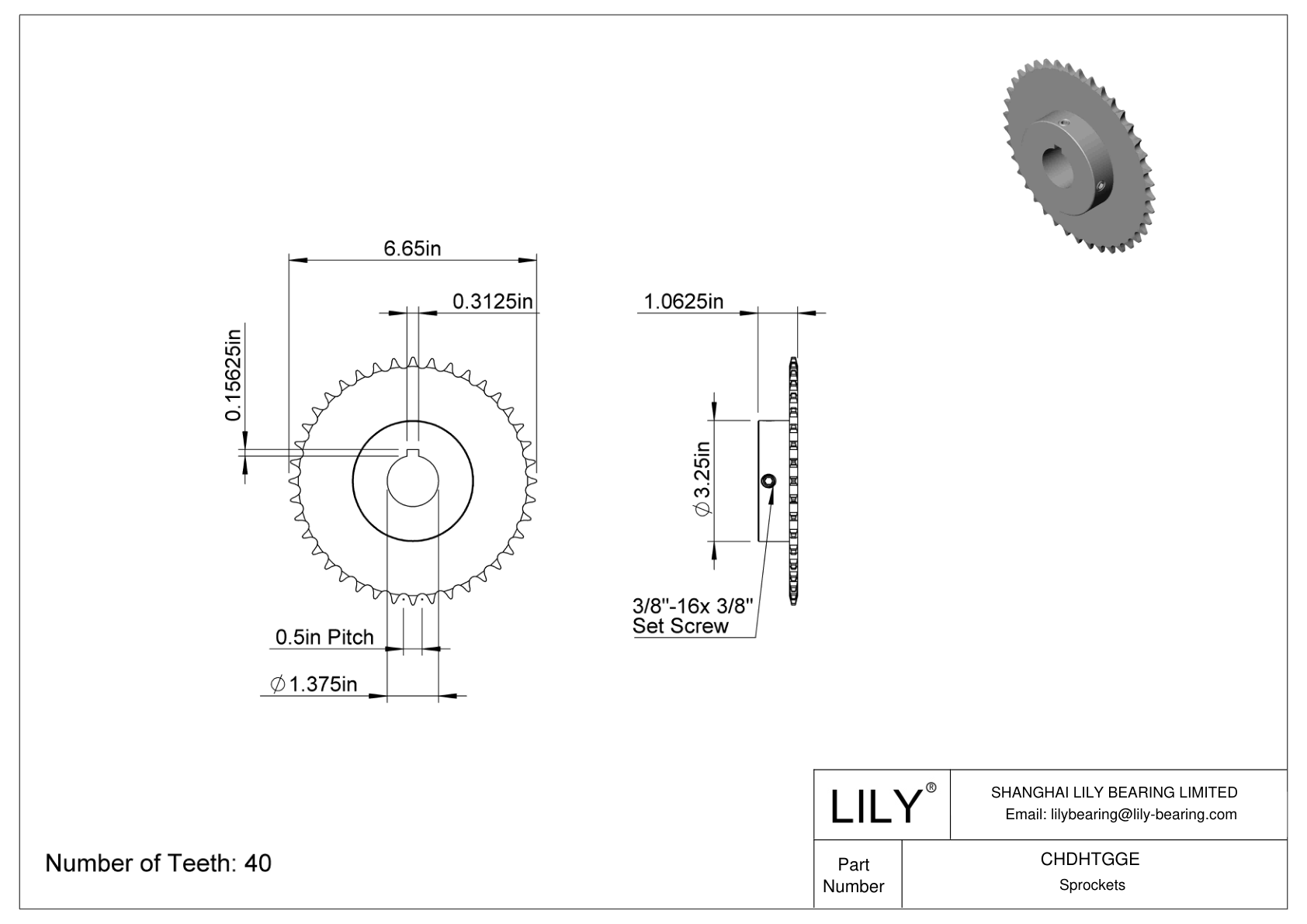 CHDHTGGE Piñones para cadena de rodillos ANSI cad drawing