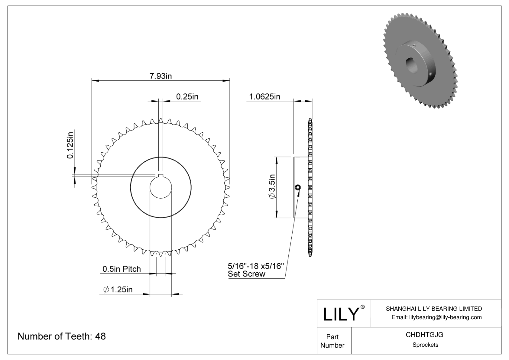 CHDHTGJG Piñones para cadena de rodillos ANSI cad drawing