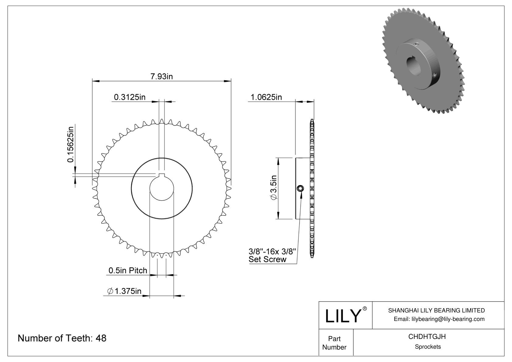 CHDHTGJH Sprockets for ANSI Roller Chain cad drawing