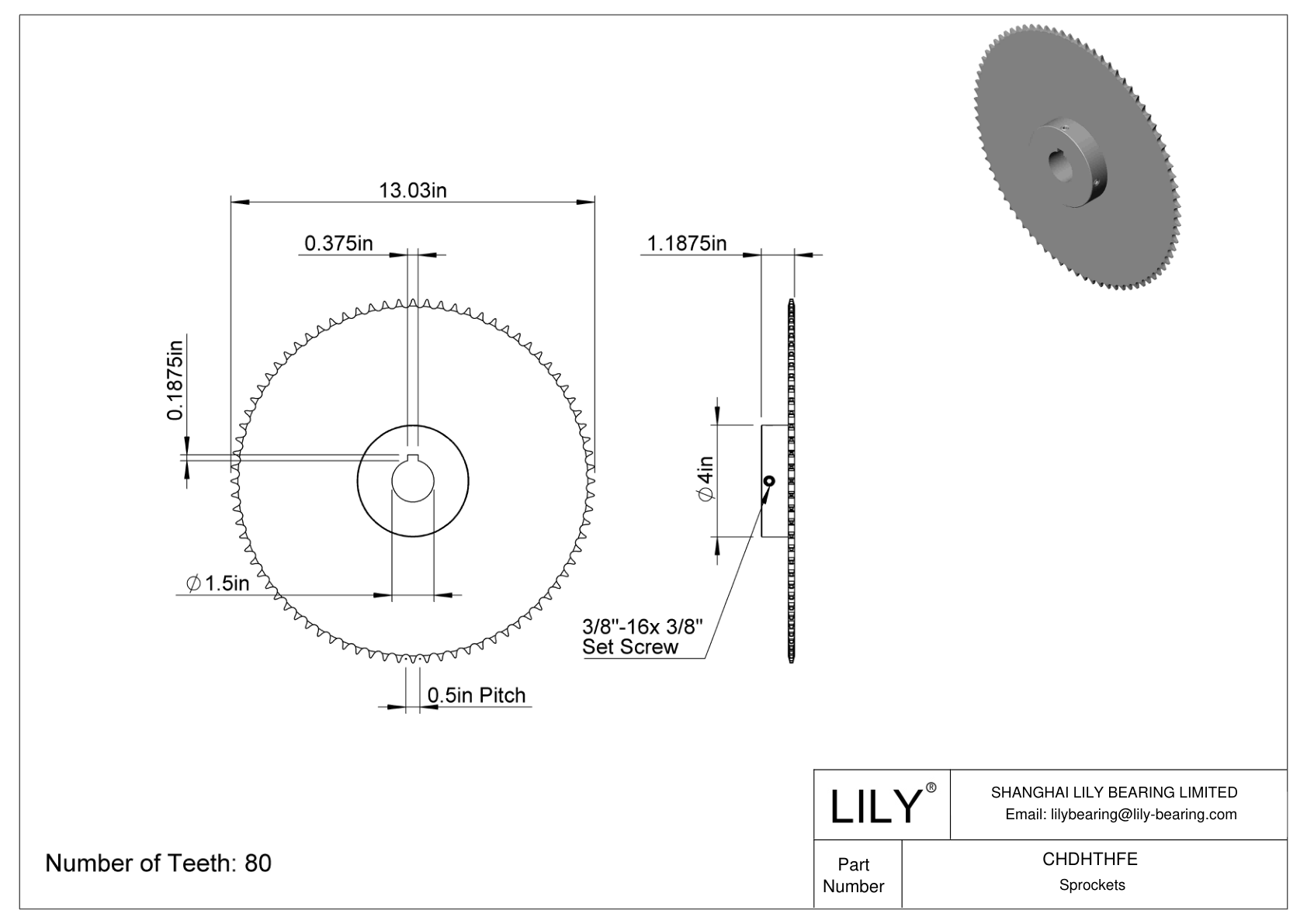 CHDHTHFE Piñones para cadena de rodillos ANSI cad drawing