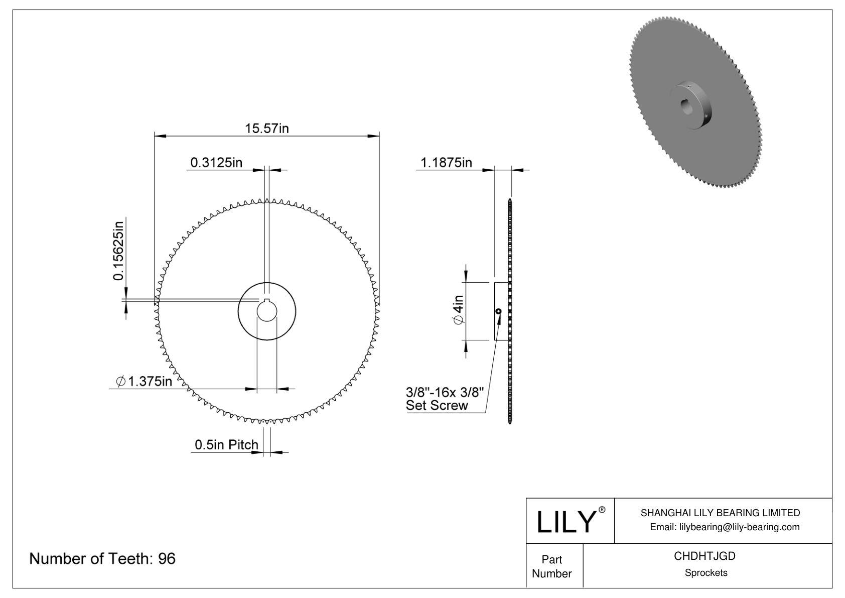 CHDHTJGD Sprockets for ANSI Roller Chain cad drawing