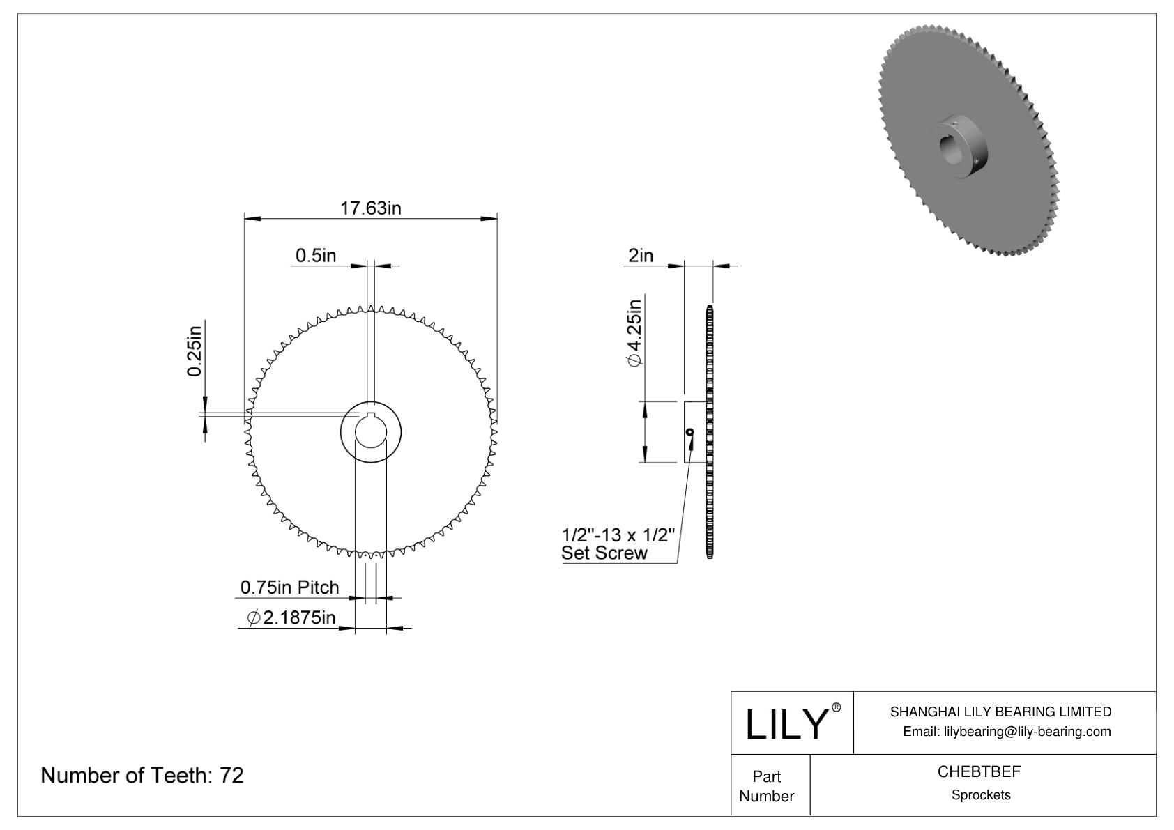 CHEBTBEF Sprockets for ANSI Roller Chain cad drawing