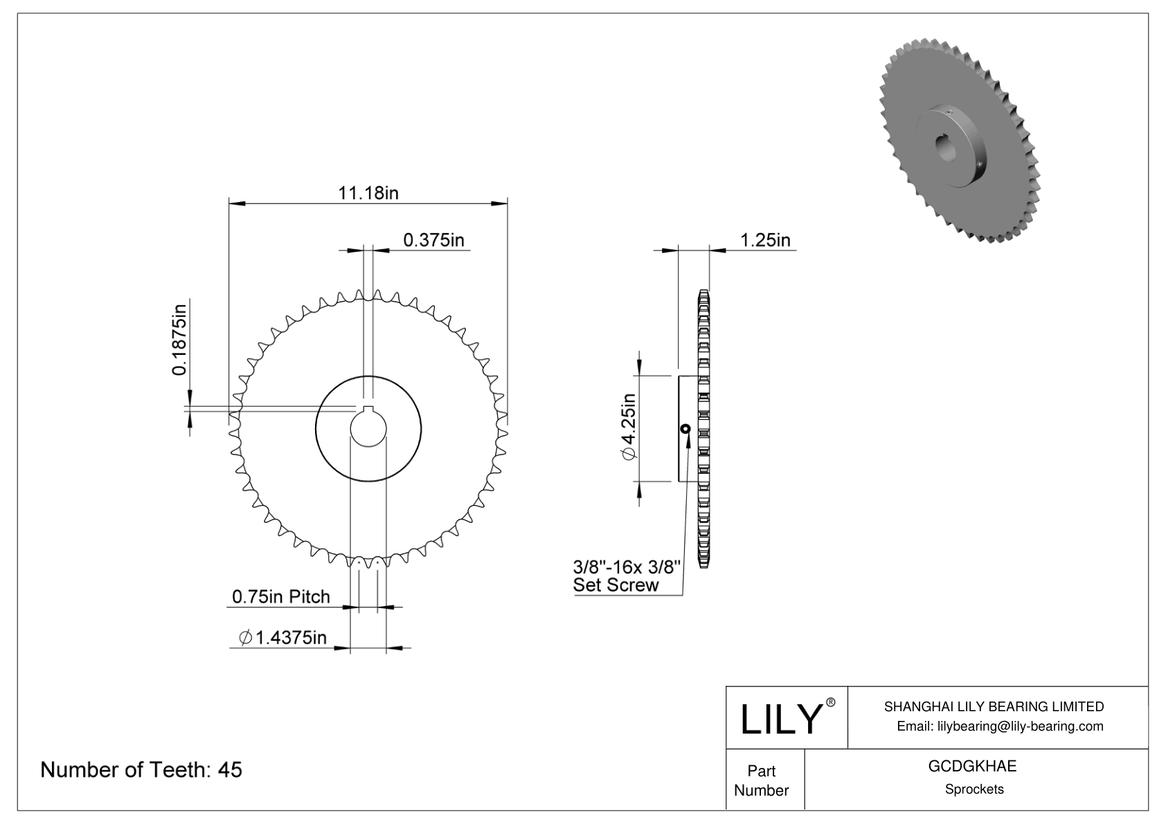 GCDGKHAE Piñones para cadena de rodillos ANSI cad drawing